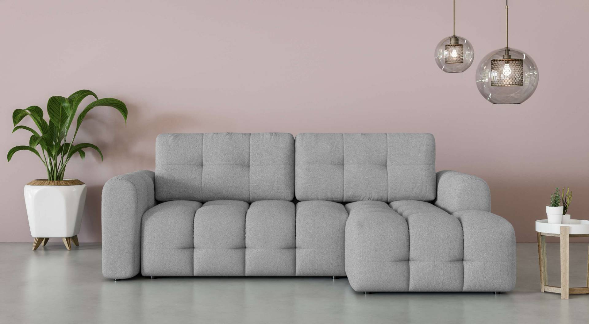 INOSIGN Ecksofa »Manilla, wahlweise mit Bettfunktion, B/T/H 265/170/91 cm«, L-Form mit Recamiere rechts/links bestellbar, Wellenunterfederung von INOSIGN