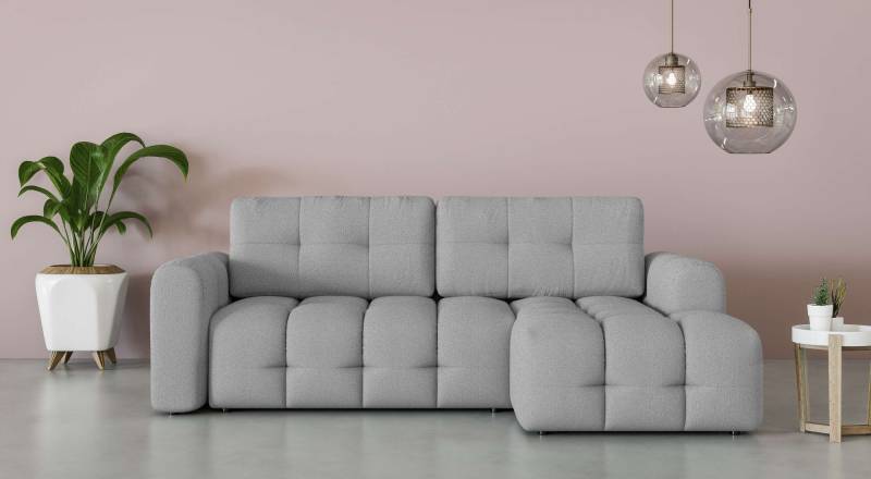 INOSIGN Ecksofa »Manilla, wahlweise mit Bettfunktion, B/T/H 265/170/91 cm«, L-Form mit Recamiere rechts/links bestellbar, Wellenunterfederung von INOSIGN