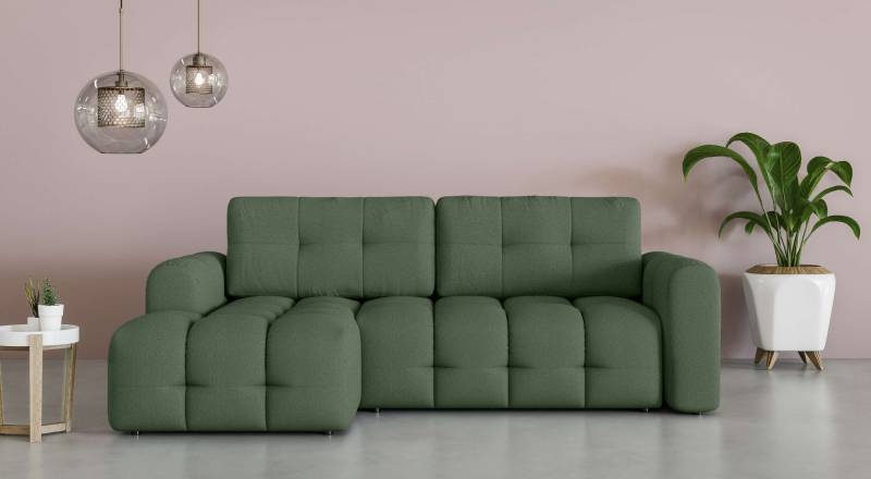 INOSIGN Ecksofa »Manilla, wahlweise mit Bettfunktion, B/T/H 265/170/91 cm«, L-Form mit Recamiere rechts/links bestellbar, Wellenunterfederung von INOSIGN