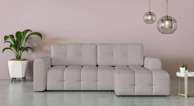 INOSIGN Ecksofa »Manilla, wahlweise mit Bettfunktion, B/T/H 265/170/91 cm«, L-Form mit Recamiere rechts/links bestellbar, Wellenunterfederung von INOSIGN