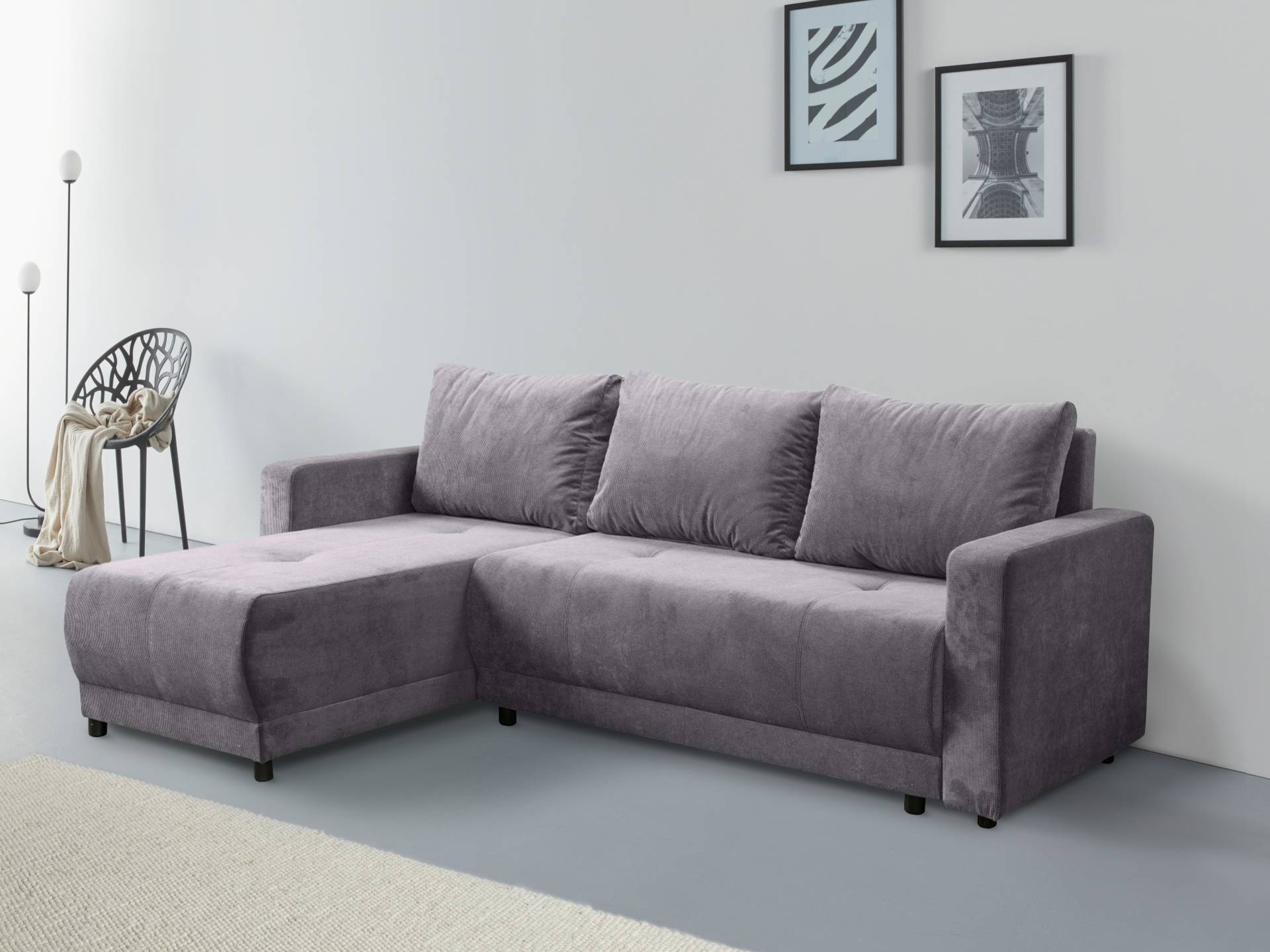 INOSIGN Ecksofa »Navarra, Schlafsofa, 230cm, m. Bettfunktion (115/200cm) und Bettkasten«, Recamiere beidseitig montierbar, in Cord von INOSIGN