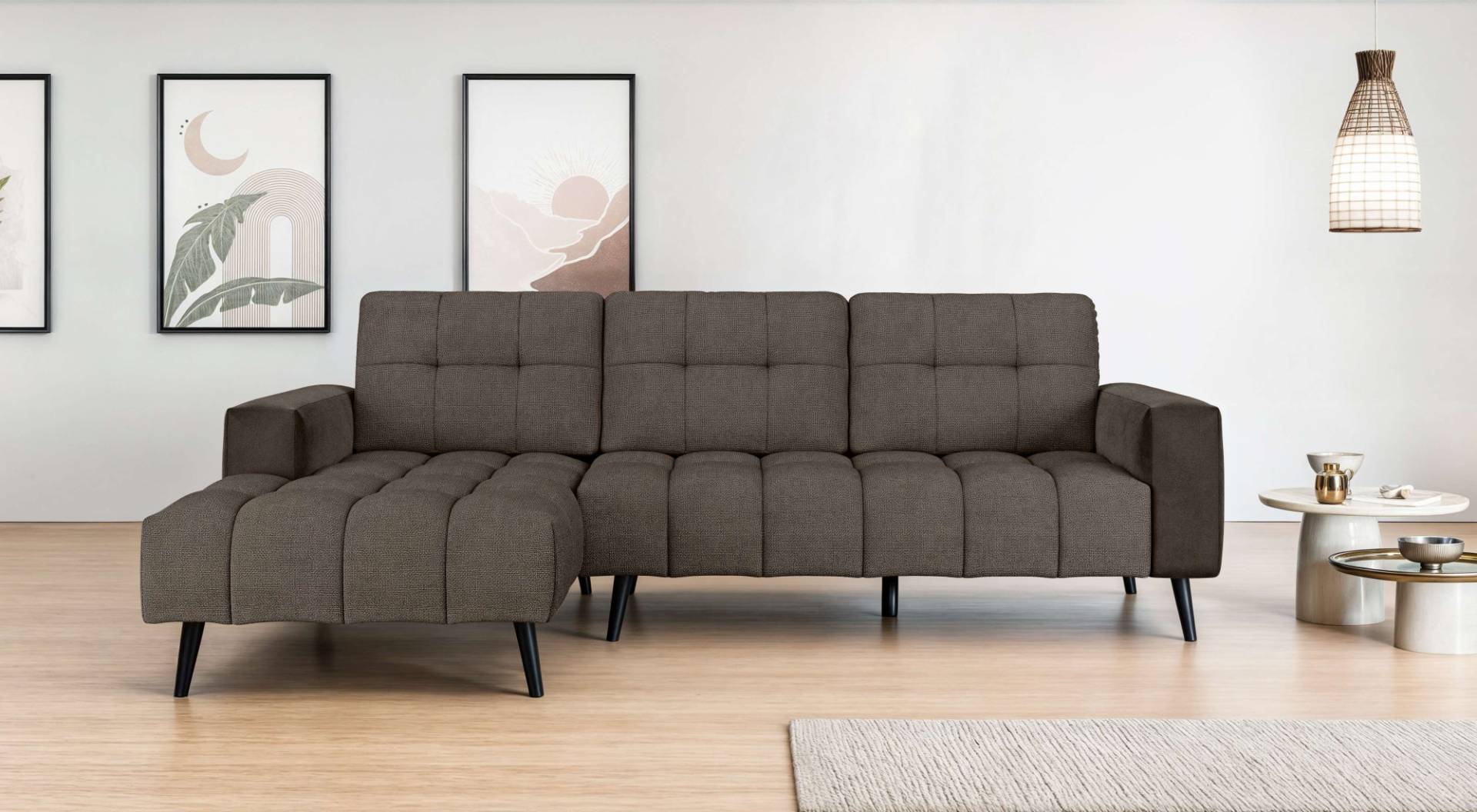 INOSIGN Ecksofa »SERINE mit Recamiere rechts/links bestellbar, Masse B/H/T 253/91/161 cm«, L-Form mit Wellenunterfederung, 3 Rückenkissen, ohne Bettfunktion von INOSIGN