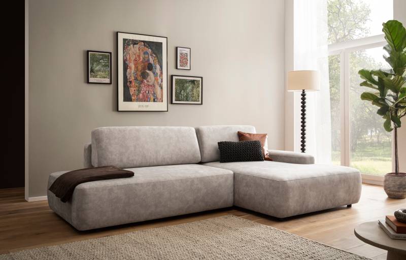 INOSIGN Ecksofa »TORGE, Schlafsofa Cord, Samtvelours u. Strukur fein, Couch in L-Form«, Schlaffunktion und Bettkasten, Liegefläche: 210x125 cm, neues Design von INOSIGN
