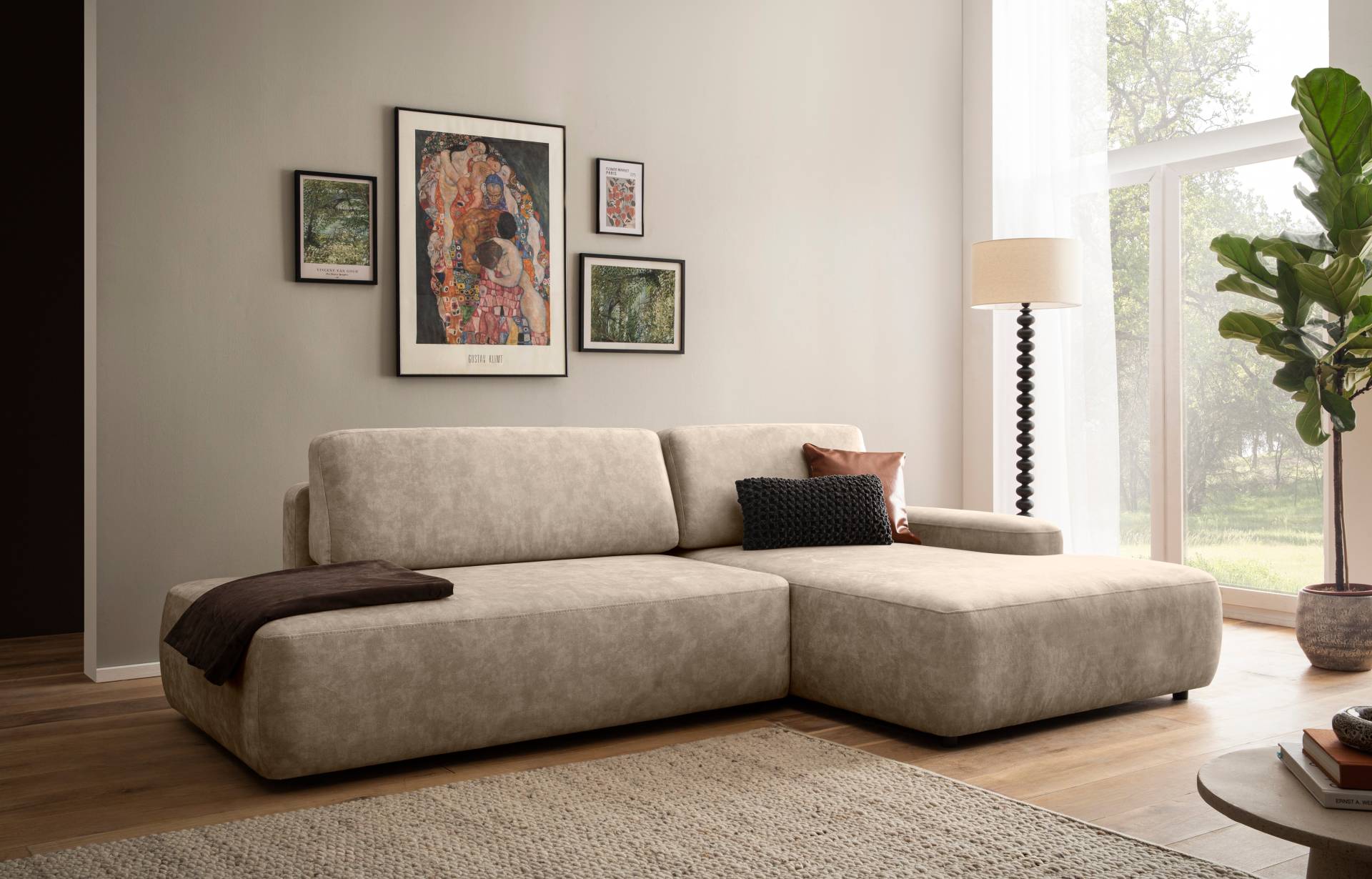 INOSIGN Ecksofa »TORGE, Schlafsofa Cord, Samtvelours u. Strukur fein, Couch in L-Form«, Schlaffunktion und Bettkasten, Liegefläche: 210x125 cm, neues Design von INOSIGN