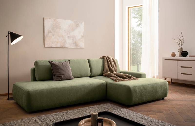 INOSIGN Ecksofa »TORGE, Schlafsofa Cord, Samtvelours u. Strukur fein, Couch in L-Form«, Schlaffunktion und Bettkasten, Liegefläche: 210x125 cm, neues Design von INOSIGN