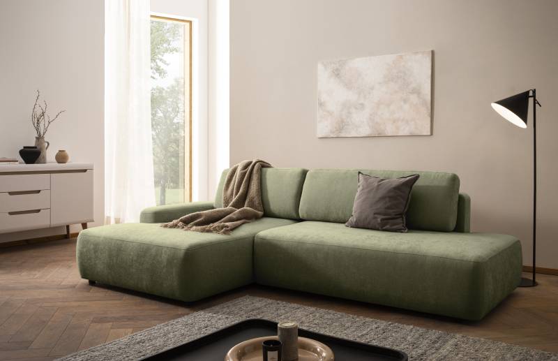 INOSIGN Ecksofa »TORGE, Schlafsofa Cord, Samtvelours u. Strukur fein, Couch in L-Form«, Schlaffunktion und Bettkasten, Liegefläche: 210x125 cm, neues Design von INOSIGN