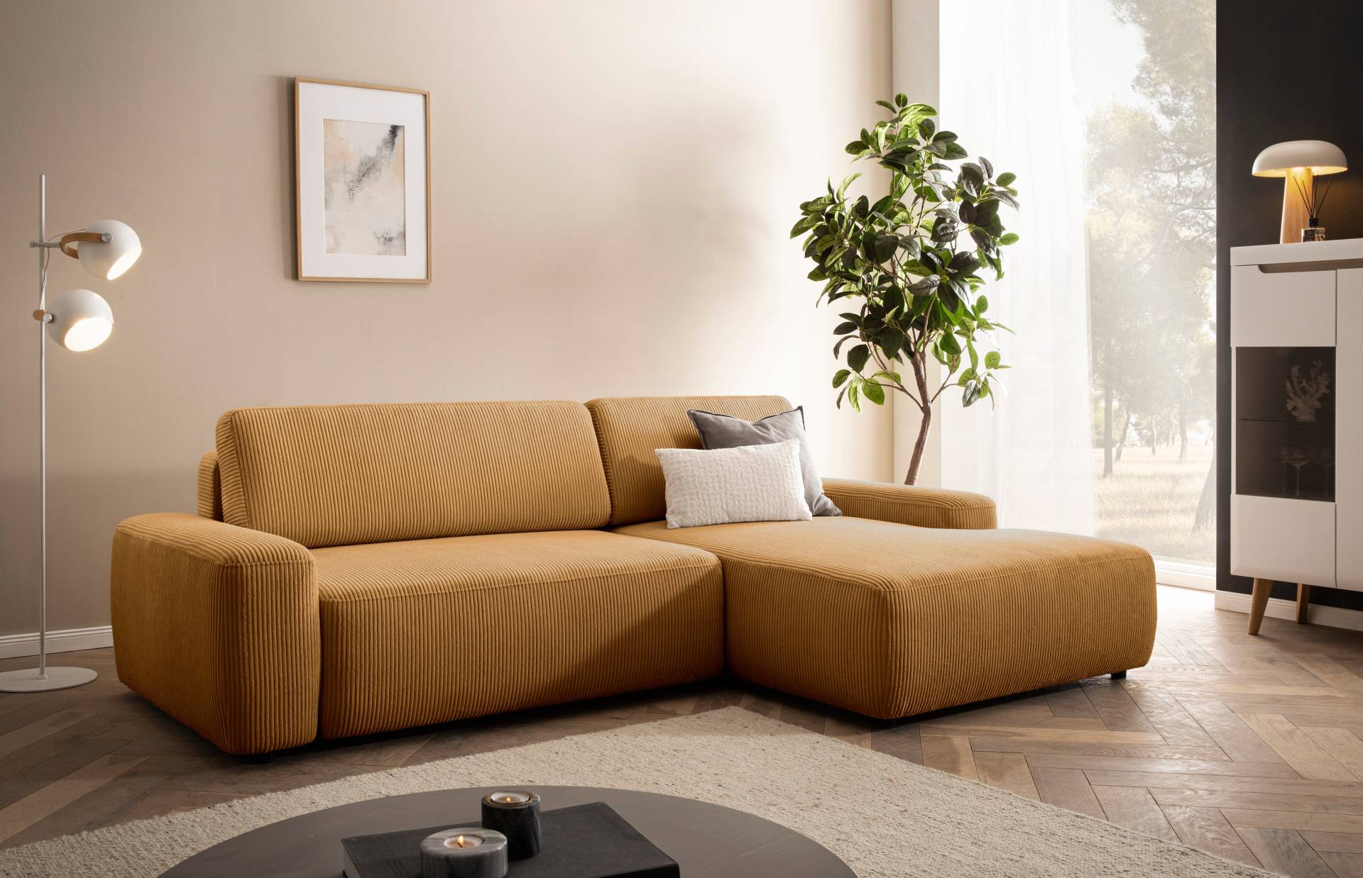 INOSIGN Ecksofa »TORGE (264cm), Schlafsofa in Cord, Samtvelours o Struktur fein, L-Form«, Schlaffunktion, Bettkasten, Liegefläche: 125/210 cm von INOSIGN