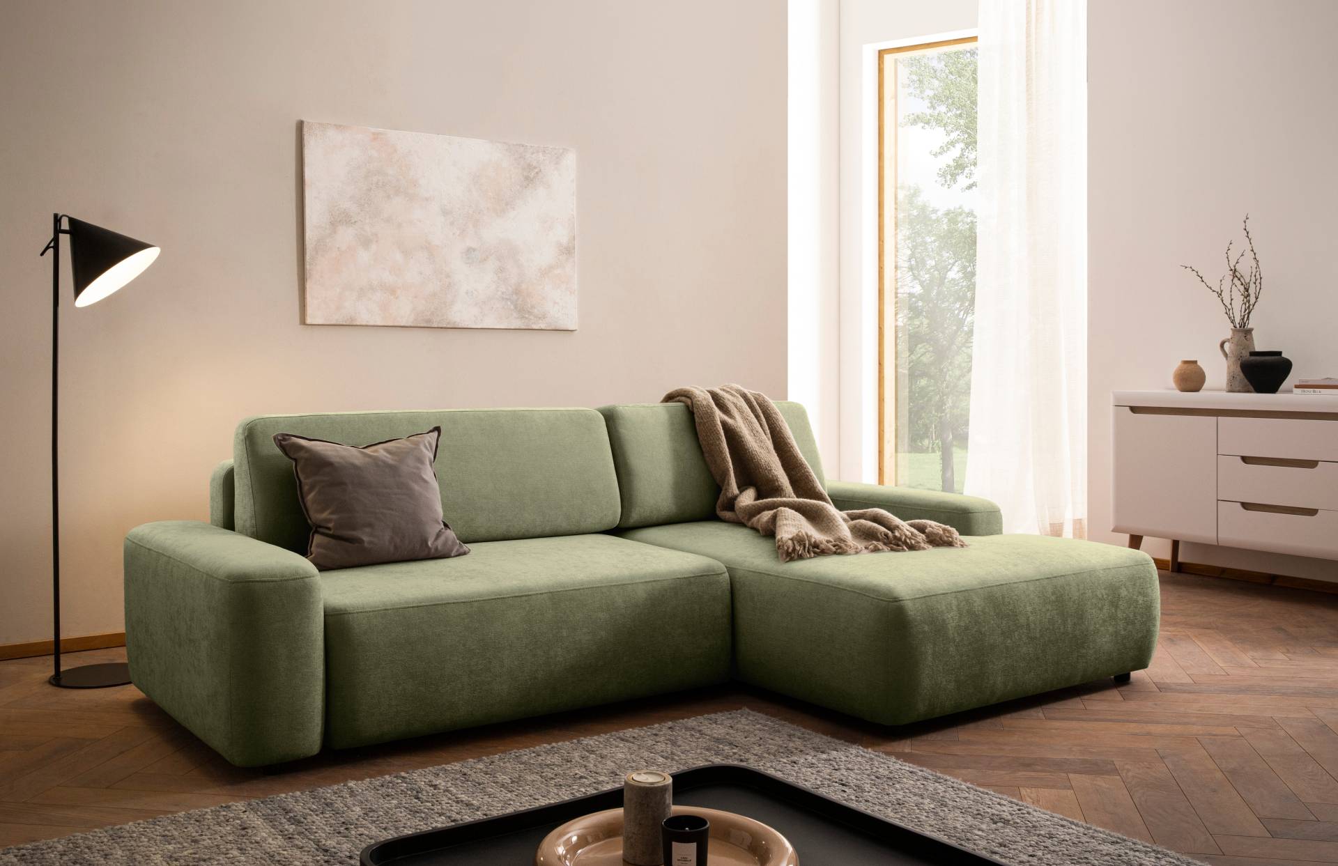 INOSIGN Ecksofa »TORGE (264cm), Schlafsofa in Cord, Samtvelours o Struktur fein, L-Form«, Schlaffunktion, Bettkasten, Liegefläche: 125/210 cm von INOSIGN