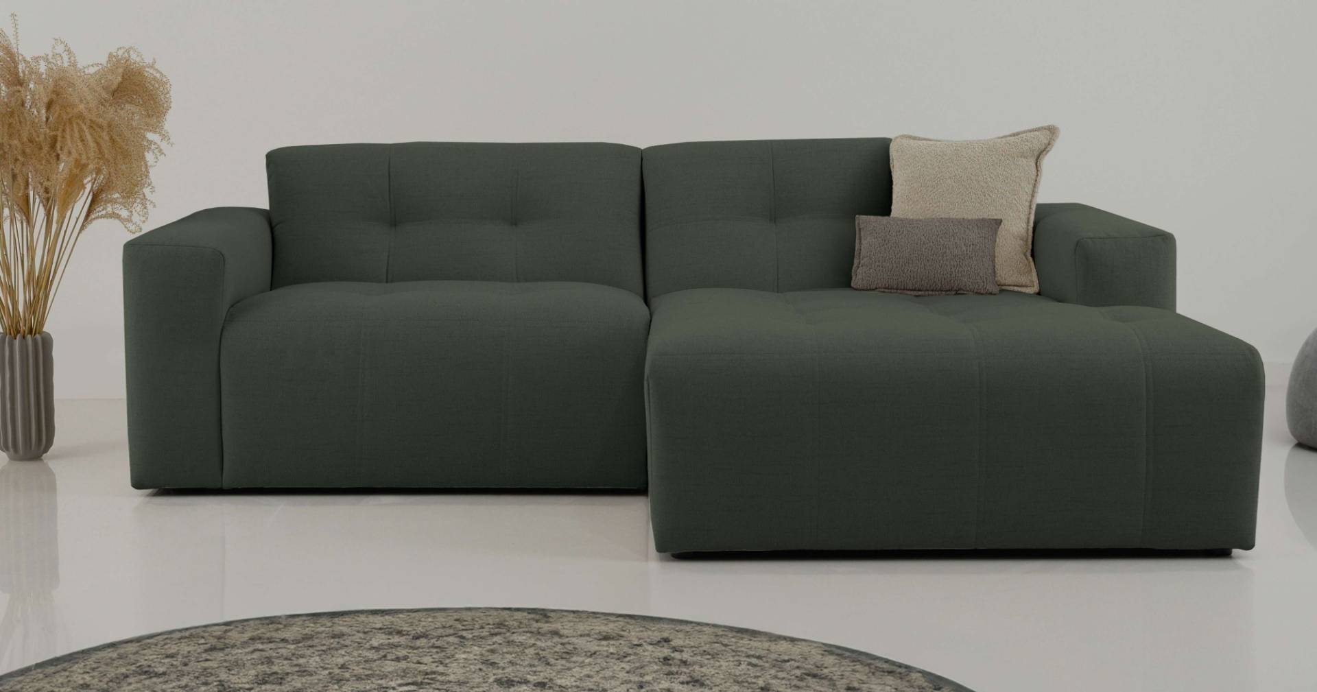 INOSIGN Ecksofa »Tapley«, Breite 221 cm, L-Form, Struktur fein, mit Knopfsteppung, bodentief von INOSIGN