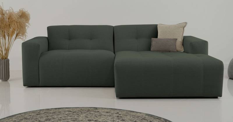 INOSIGN Ecksofa »Tapley«, Breite 221 cm, L-Form, Struktur fein, mit Knopfsteppung, bodentief von INOSIGN