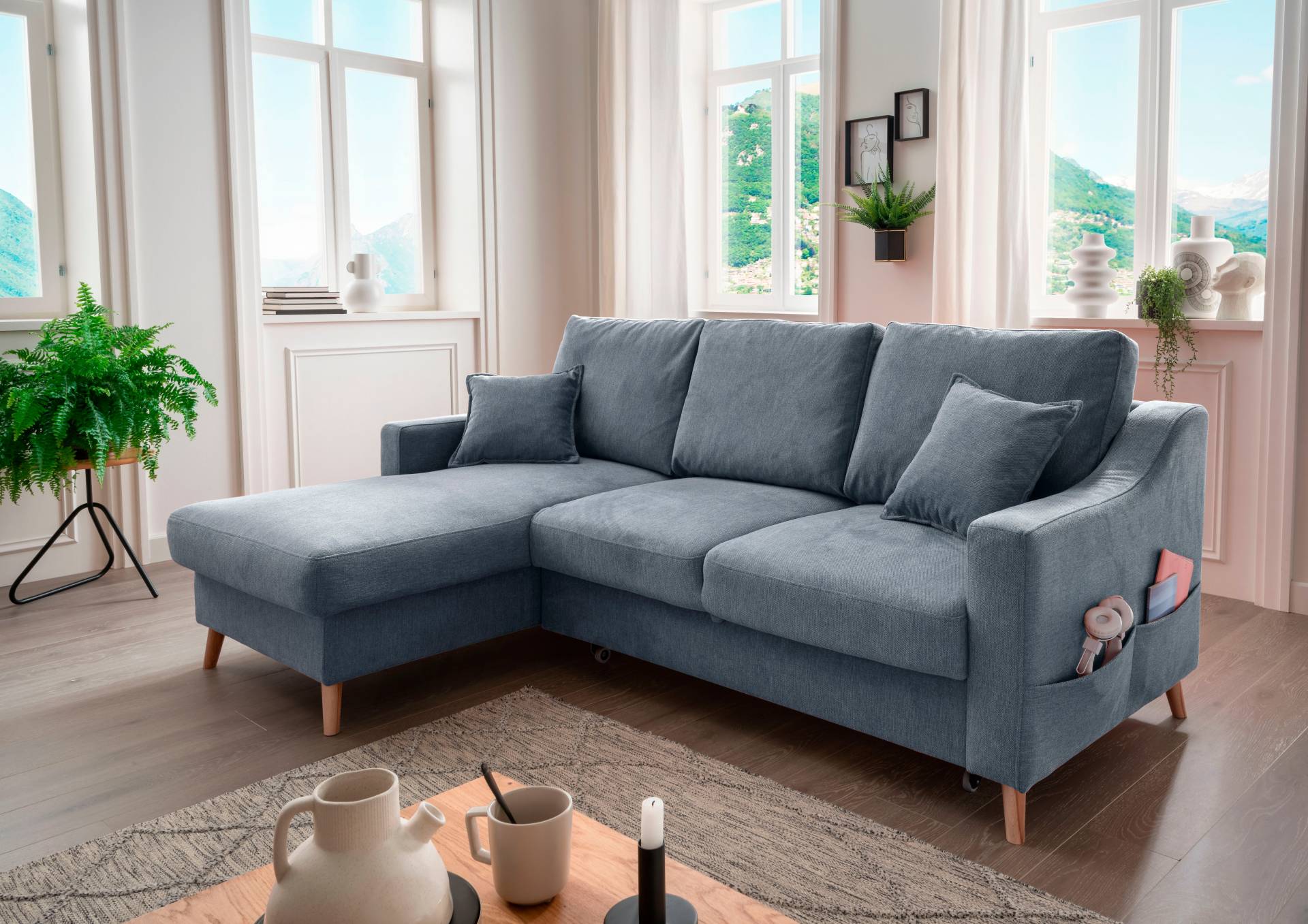 INOSIGN Ecksofa »Valentina L-Form«, 2 Zierkissen, mit Seitentasche, ausziehbarer Liegefläche, Bettkasten INOSIGN Ecksofa »Valentina L-Form«, 2 Zierkissen, mit Seitentasche, ausziehbarer Liegefläche, Bettkasten von INOSIGN