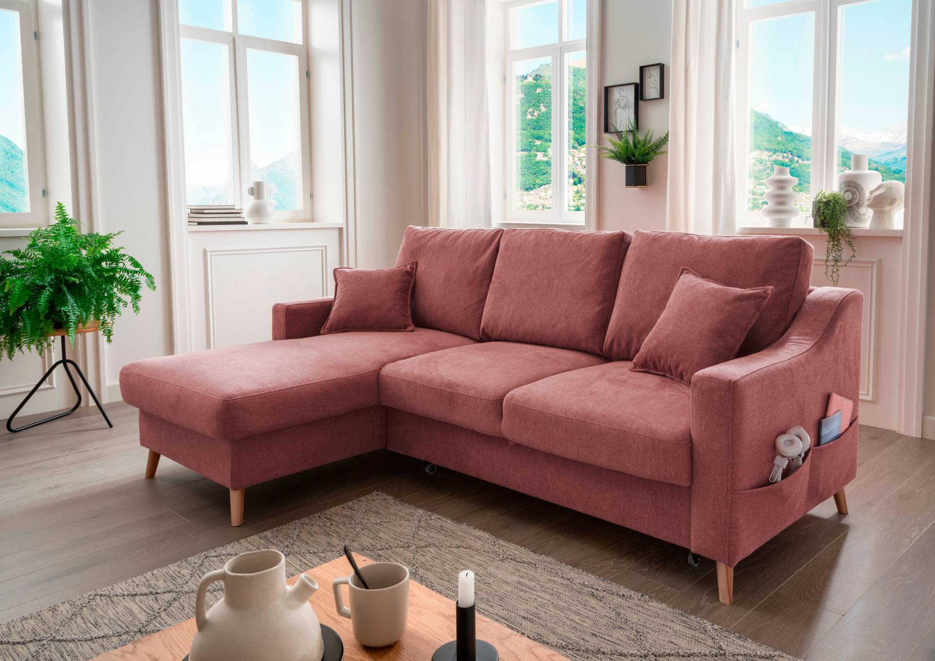 INOSIGN Ecksofa »Valentina L-Form«, 2 Zierkissen, mit Seitentasche, ausziehbarer Liegefläche, Bettkasten INOSIGN Ecksofa »Valentina L-Form«, 2 Zierkissen, mit Seitentasche, ausziehbarer Liegefläche, Bettkasten von INOSIGN