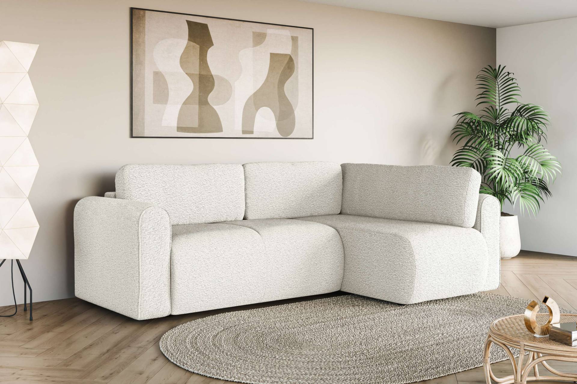 INOSIGN Ecksofa »Zacharia wahlweise Schlafsofa mit Bettkasten, B/T/H 250/166/86 cm«, L-Form mit Wellenunterfederung, Ottomane rechts oder links bestellbar von INOSIGN