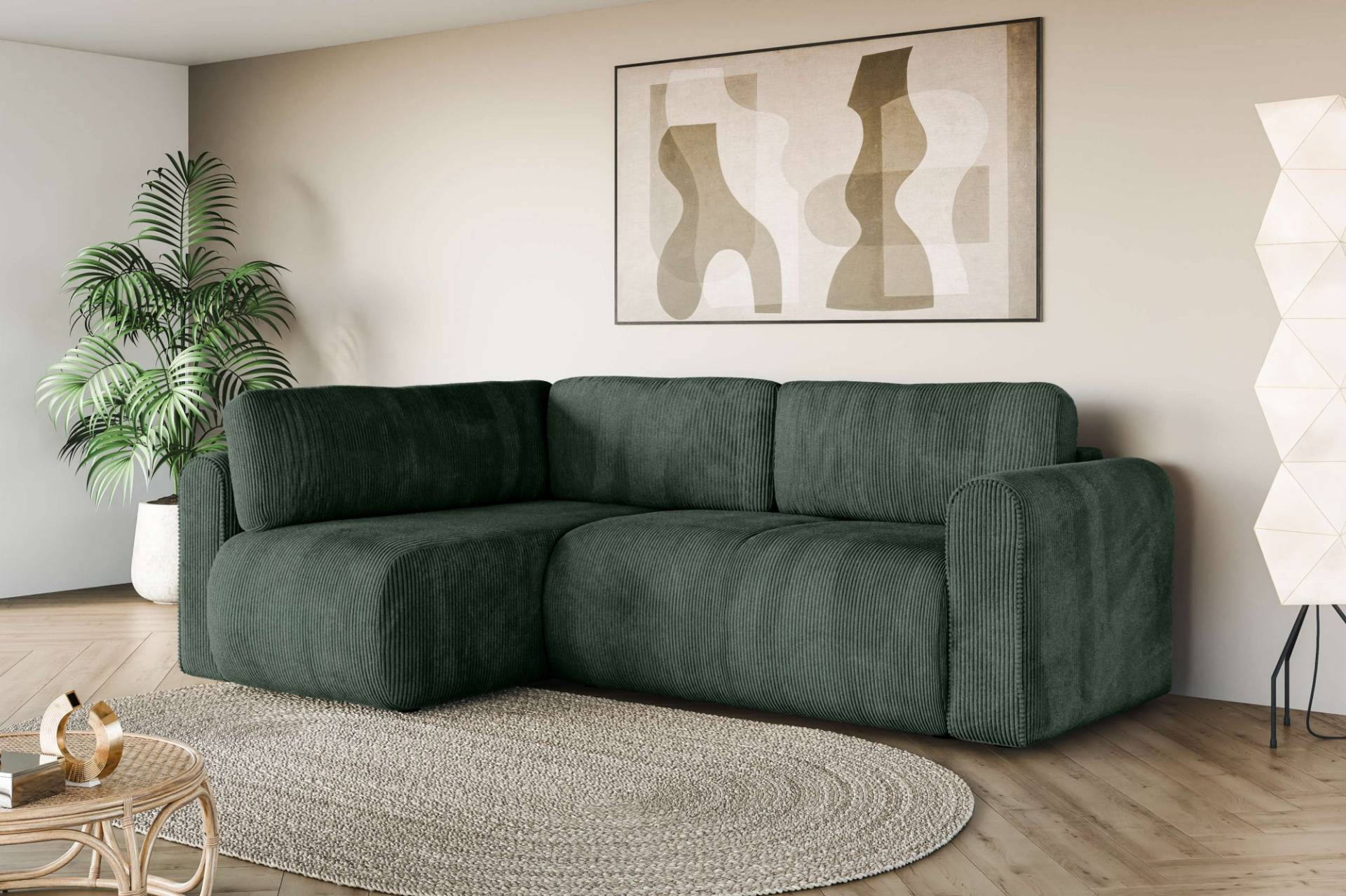 INOSIGN Ecksofa »Zacharia wahlweise Schlafsofa mit Bettkasten, B/T/H 250/166/86 cm«, L-Form mit Wellenunterfederung, Ottomane rechts oder links bestellbar von INOSIGN