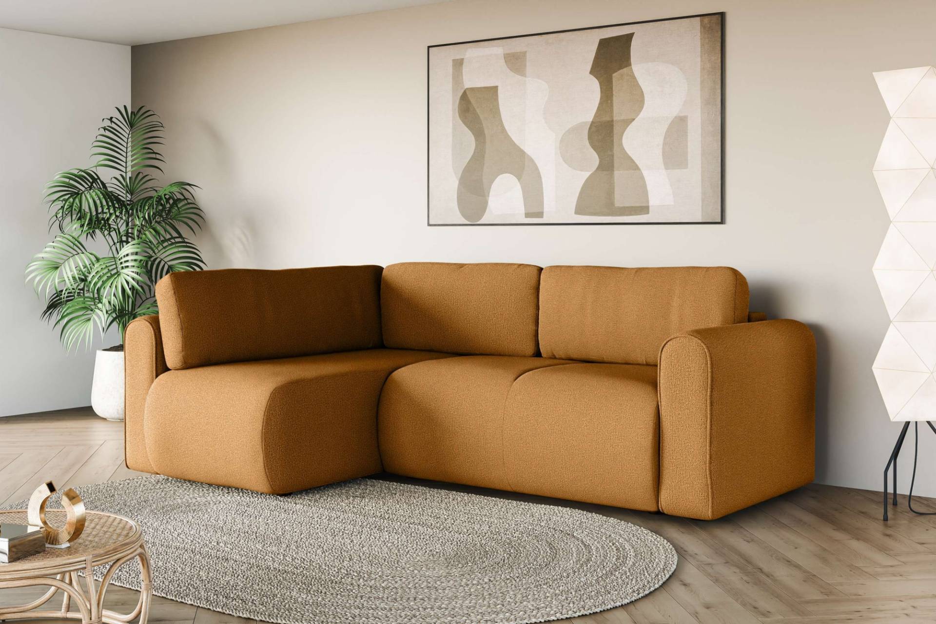 INOSIGN Ecksofa »Zacharia wahlweise Schlafsofa mit Bettkasten, B/T/H 250/166/86 cm«, L-Form mit Wellenunterfederung, Ottomane rechts oder links bestellbar von INOSIGN