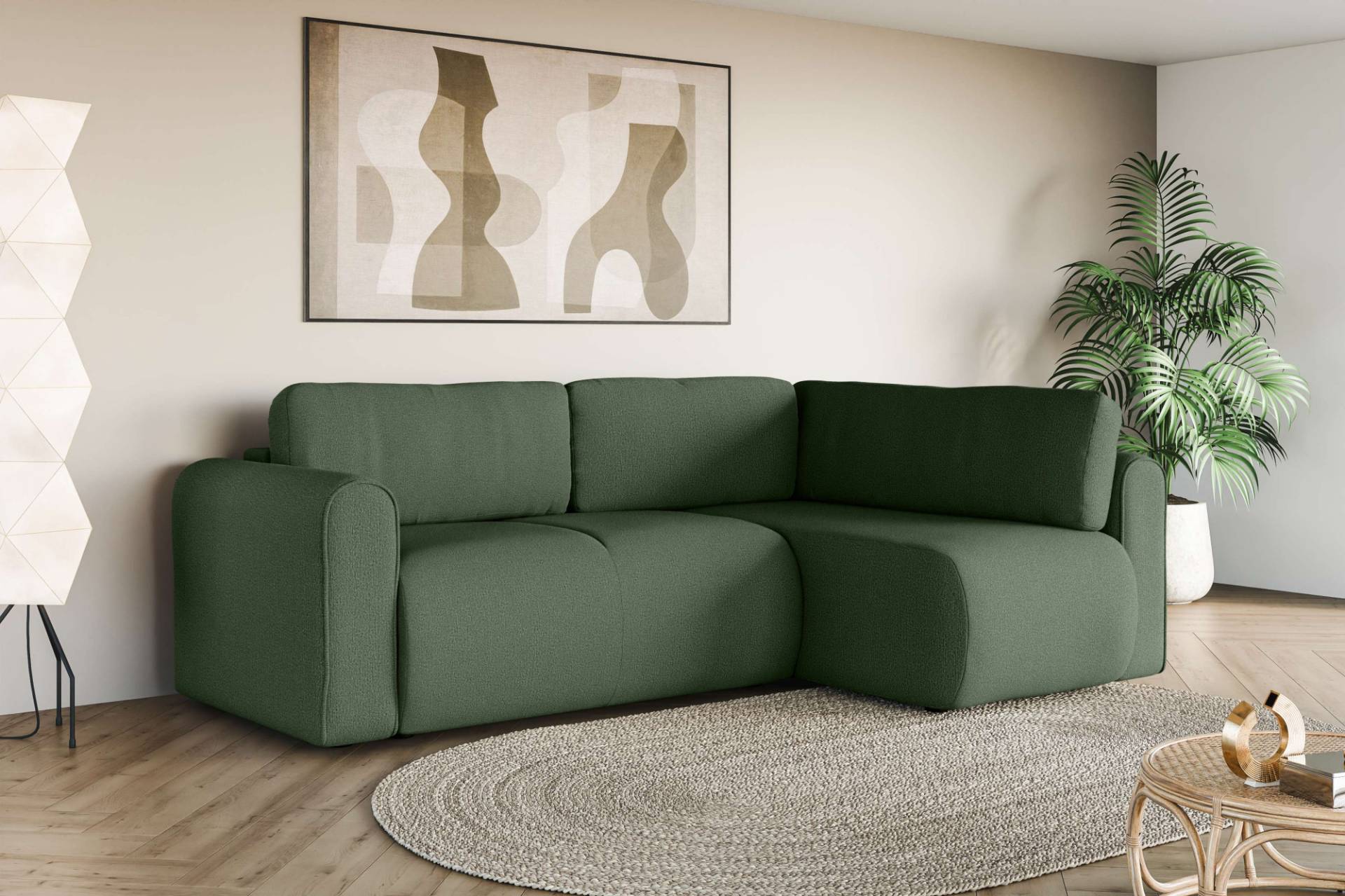 INOSIGN Ecksofa »Zacharia wahlweise Schlafsofa mit Bettkasten, B/T/H 250/166/86 cm«, L-Form mit Wellenunterfederung, Ottomane rechts oder links bestellbar von INOSIGN