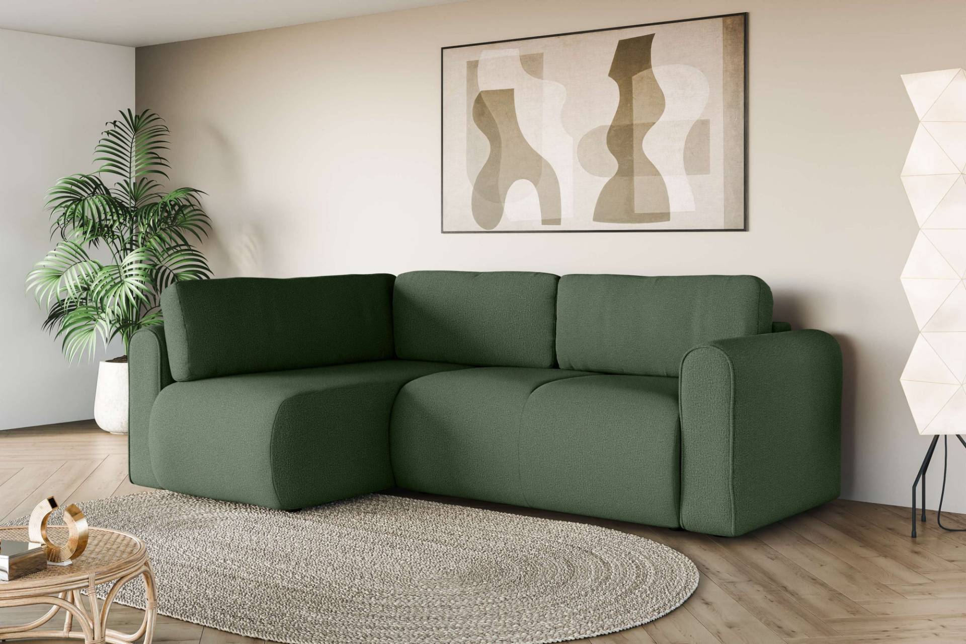 INOSIGN Ecksofa »Zacharia wahlweise Schlafsofa mit Bettkasten, B/T/H 250/166/86 cm«, L-Form mit Wellenunterfederung, Ottomane rechts oder links bestellbar von INOSIGN