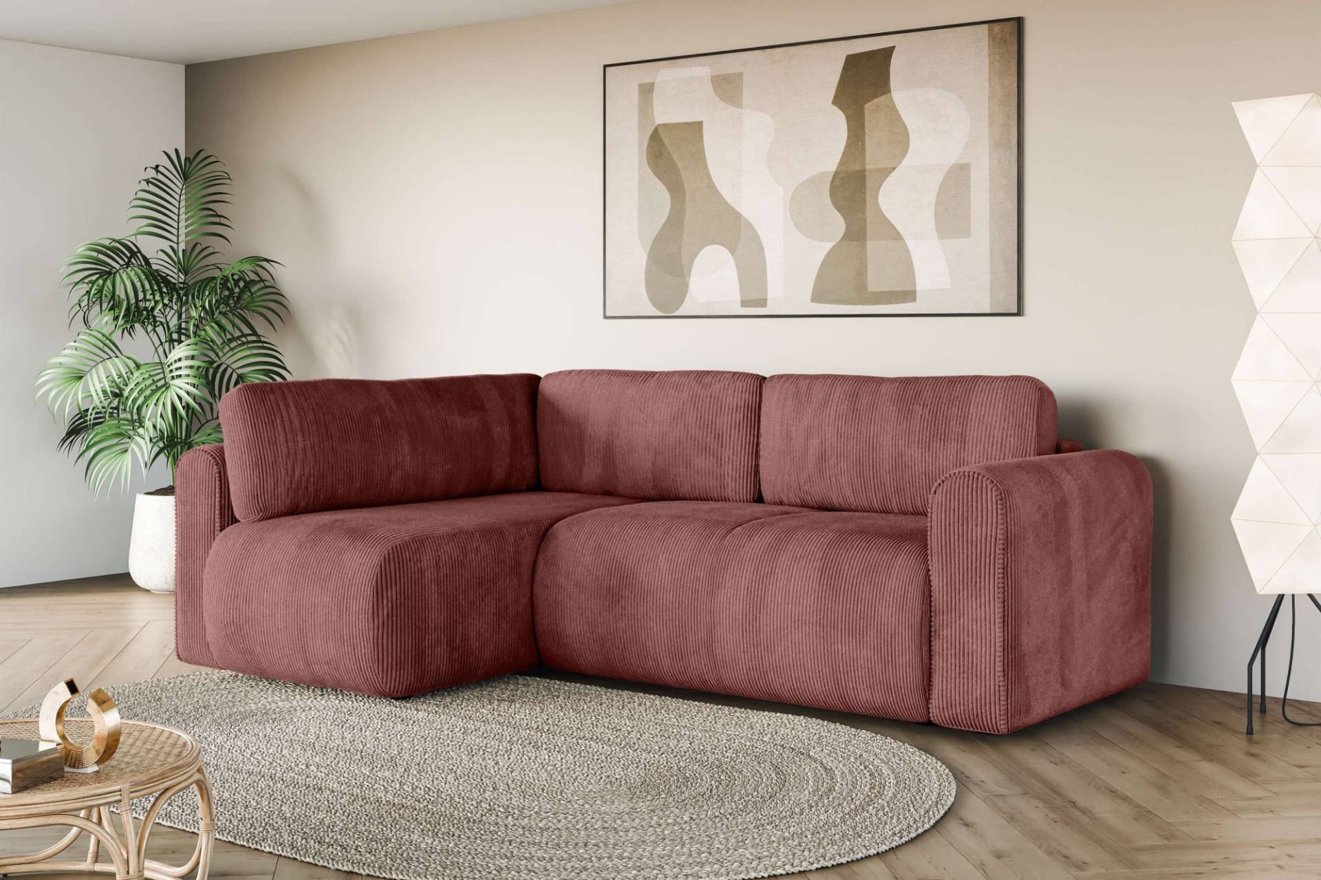 INOSIGN Ecksofa »Zacharia wahlweise Schlafsofa mit Bettkasten, B/T/H 250/166/86 cm«, L-Form mit Wellenunterfederung, Ottomane rechts oder links bestellbar von INOSIGN