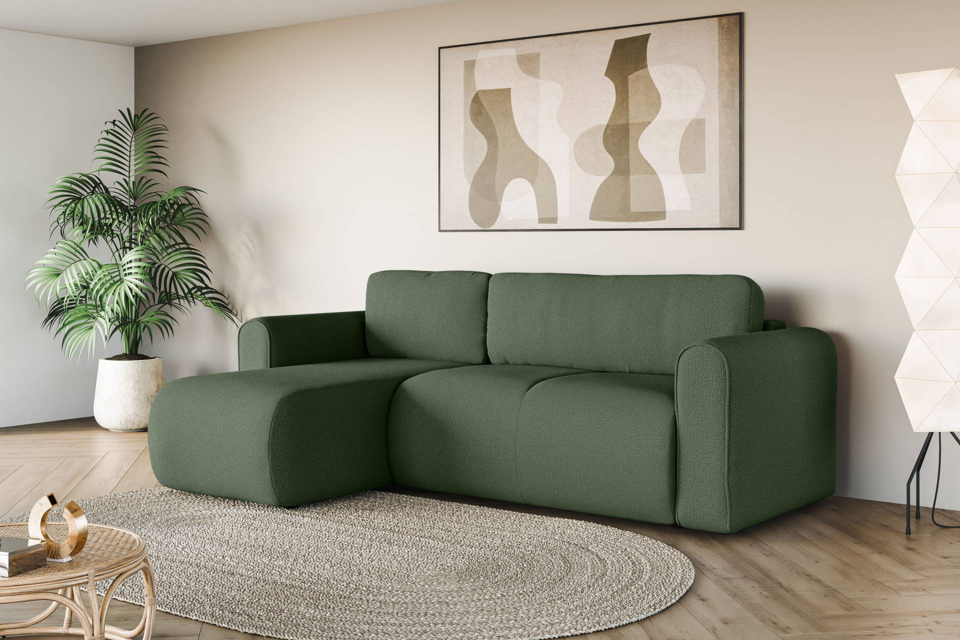 INOSIGN Ecksofa »Zacharia wahlweise Schlafsofa mit Bettkasten, B/T/H 250/166/86 cm«, L-Form mit Wellenunterfederung, Recamiere beidseitig montierbar von INOSIGN
