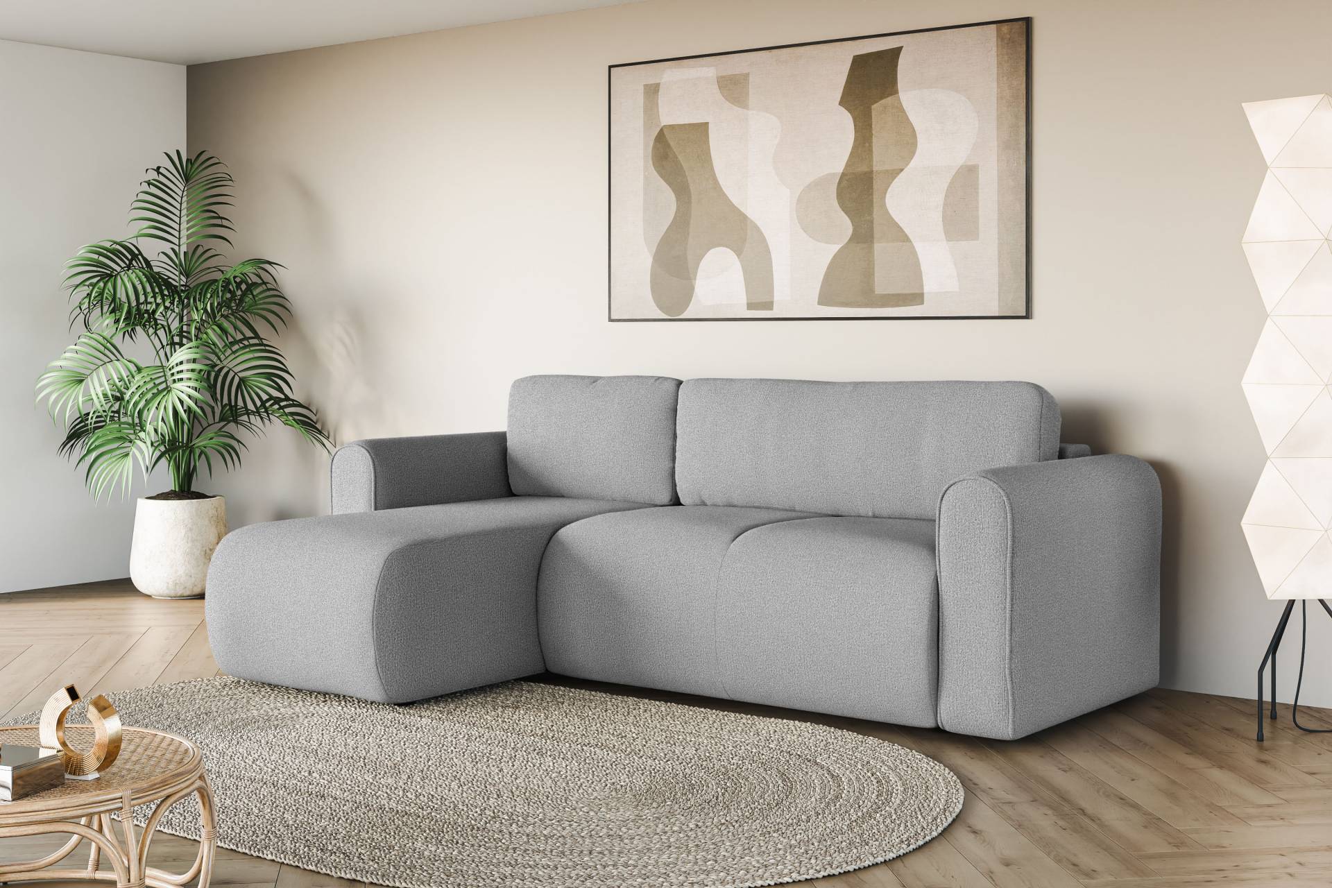 INOSIGN Ecksofa »Zacharia wahlweise Schlafsofa mit Bettkasten, B/T/H 250/166/86 cm«, L-Form mit Wellenunterfederung, Recamiere beidseitig montierbar von INOSIGN