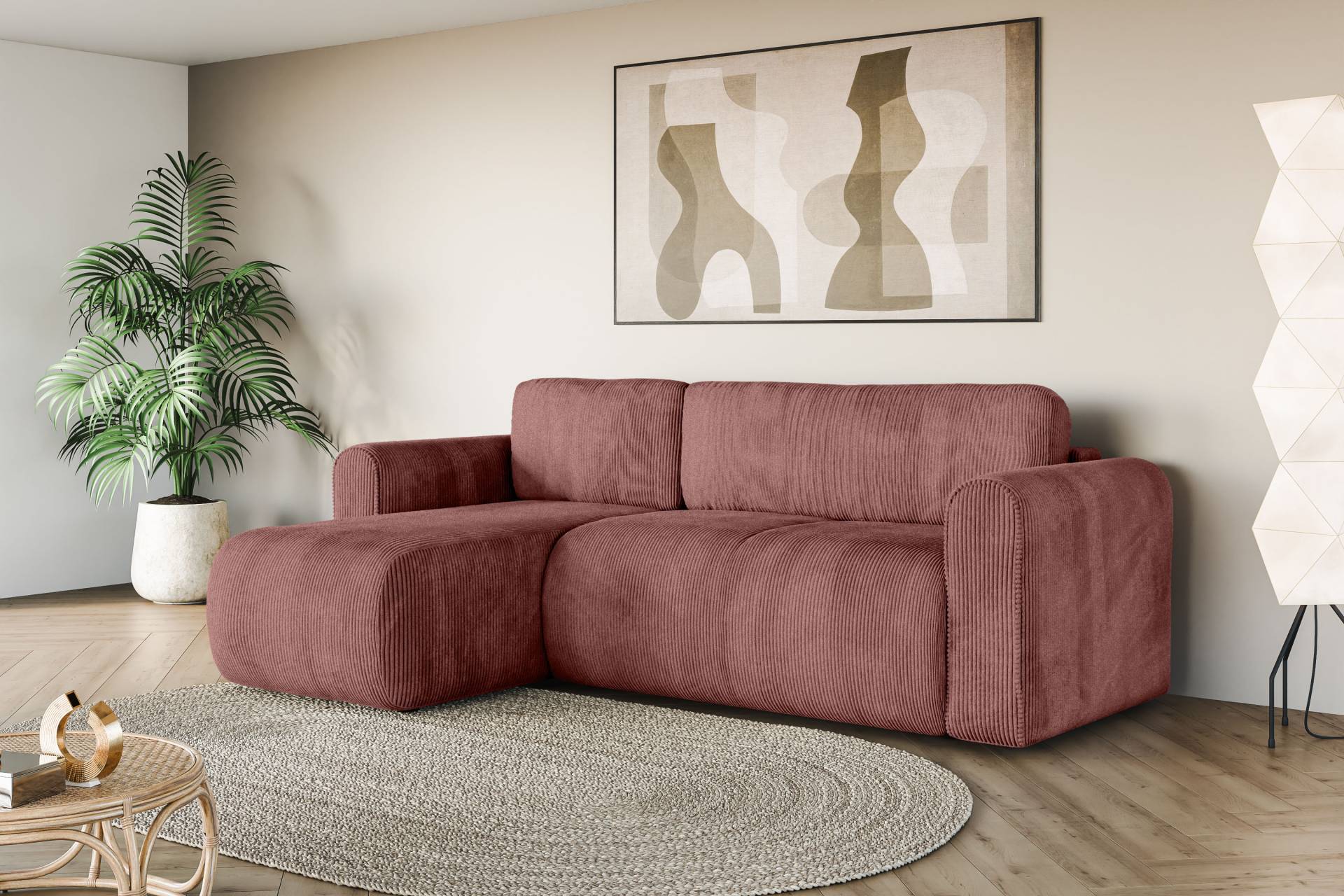 INOSIGN Ecksofa »Zacharia wahlweise Schlafsofa mit Bettkasten, B/T/H 250/166/86 cm«, L-Form mit Wellenunterfederung, Recamiere beidseitig montierbar von INOSIGN