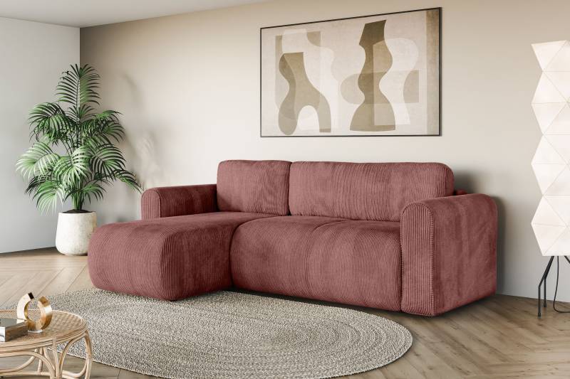 INOSIGN Ecksofa »Zacharia wahlweise Schlafsofa mit Bettkasten, B/T/H 250/166/86 cm«, L-Form mit Wellenunterfederung, Recamiere beidseitig montierbar von INOSIGN