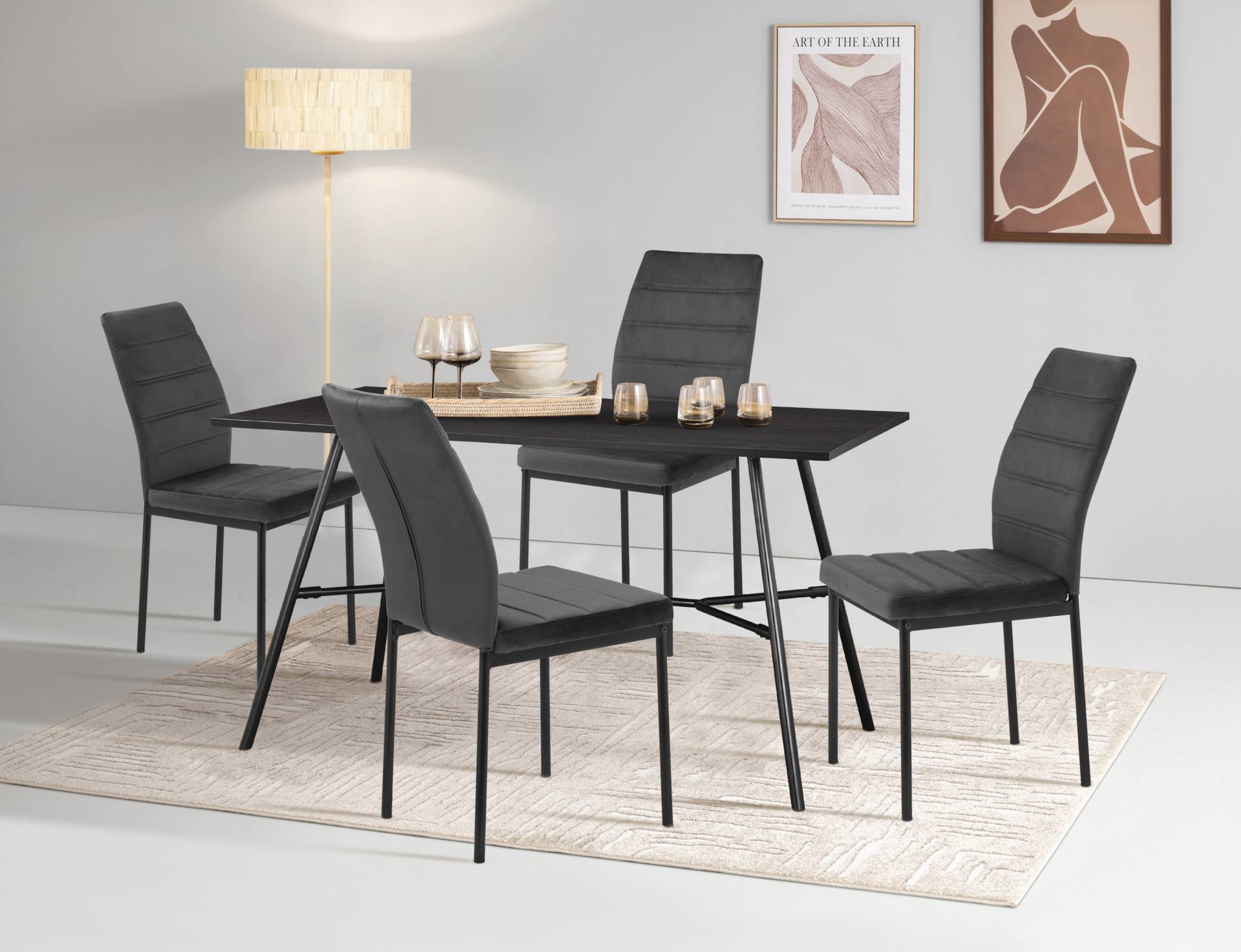 INOSIGN Essgruppe »CANNINGTONEG«, (Esszimmer, Essgruppe, Sitzgruppe TOPSELLER!), Metall Gestell, Tischplatte MDF mit Melaminbeschichtung von INOSIGN