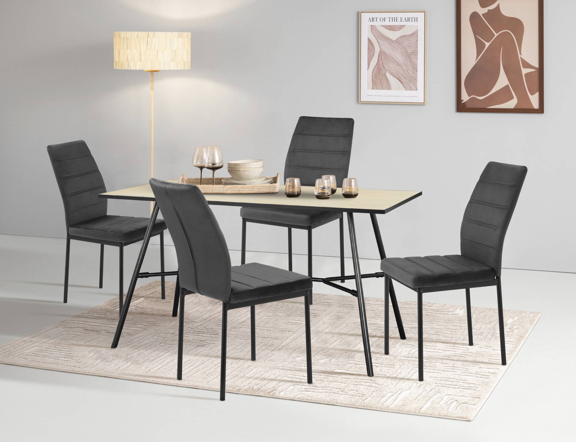 INOSIGN Essgruppe »CANNINGTONEG«, (Esszimmer, Essgruppe, Sitzgruppe TOPSELLER!), Metall Gestell, Tischplatte MDF mit Melaminbeschichtung von INOSIGN