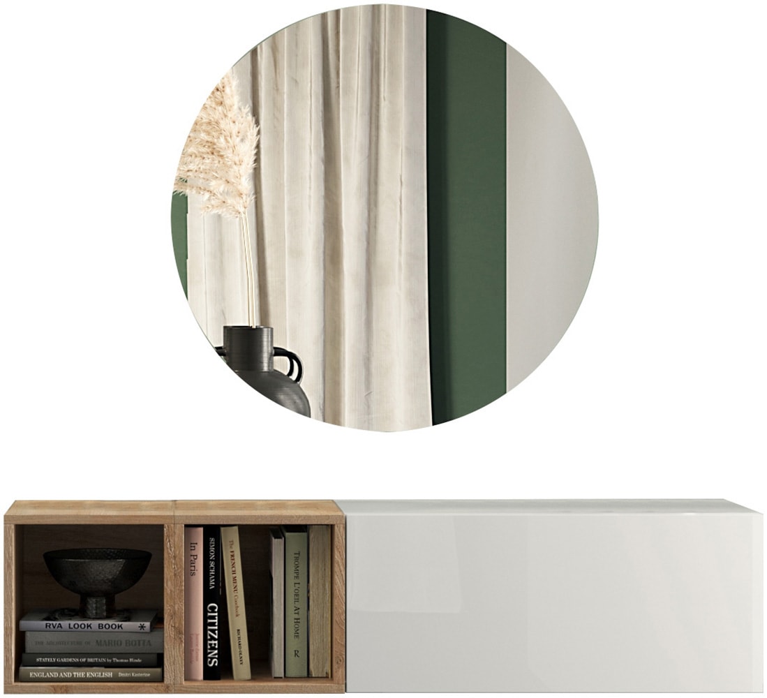 INOSIGN Garderoben-Set »INFINITY, 3tlg. Breite 125 cm, Höhe variabel, moderne Garderobe«, (Spar-Set, 3 St.), (Hängeschrank, Würfelregal 2er Set, Spiegel) ideal für Diele, Flur von INOSIGN