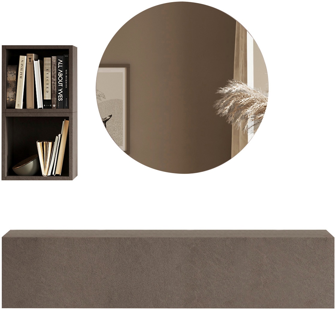 INOSIGN Garderoben-Set »INFINITY, 3tlg. Breite 138 cm, Höhe variabel, moderne Garderobe«, (Spar-Set, 3 St.), (Hängeschrank, Würfelregal 2er Set, Spiegel) ideal für Diele, Flur von INOSIGN