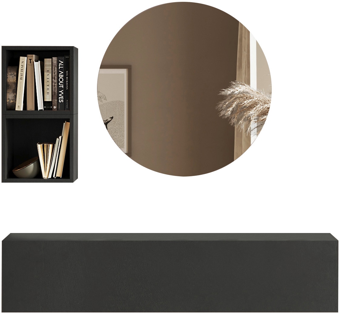 INOSIGN Garderoben-Set »INFINITY, 3tlg. Breite 138 cm, Höhe variabel, moderne Garderobe«, (Spar-Set, 3 St.), (Hängeschrank, Würfelregal 2er Set, Spiegel) ideal für Diele, Flur von INOSIGN