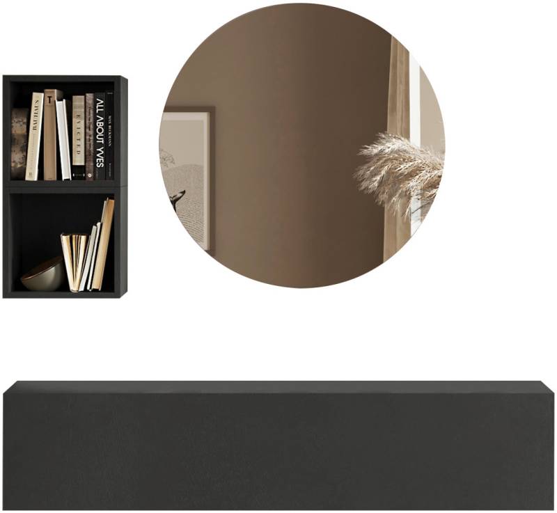 INOSIGN Garderoben-Set »INFINITY, 3tlg. Breite 138 cm, Höhe variabel, moderne Garderobe«, (Spar-Set, 3 St.), (Hängeschrank, Würfelregal 2er Set, Spiegel) ideal für Diele, Flur von INOSIGN