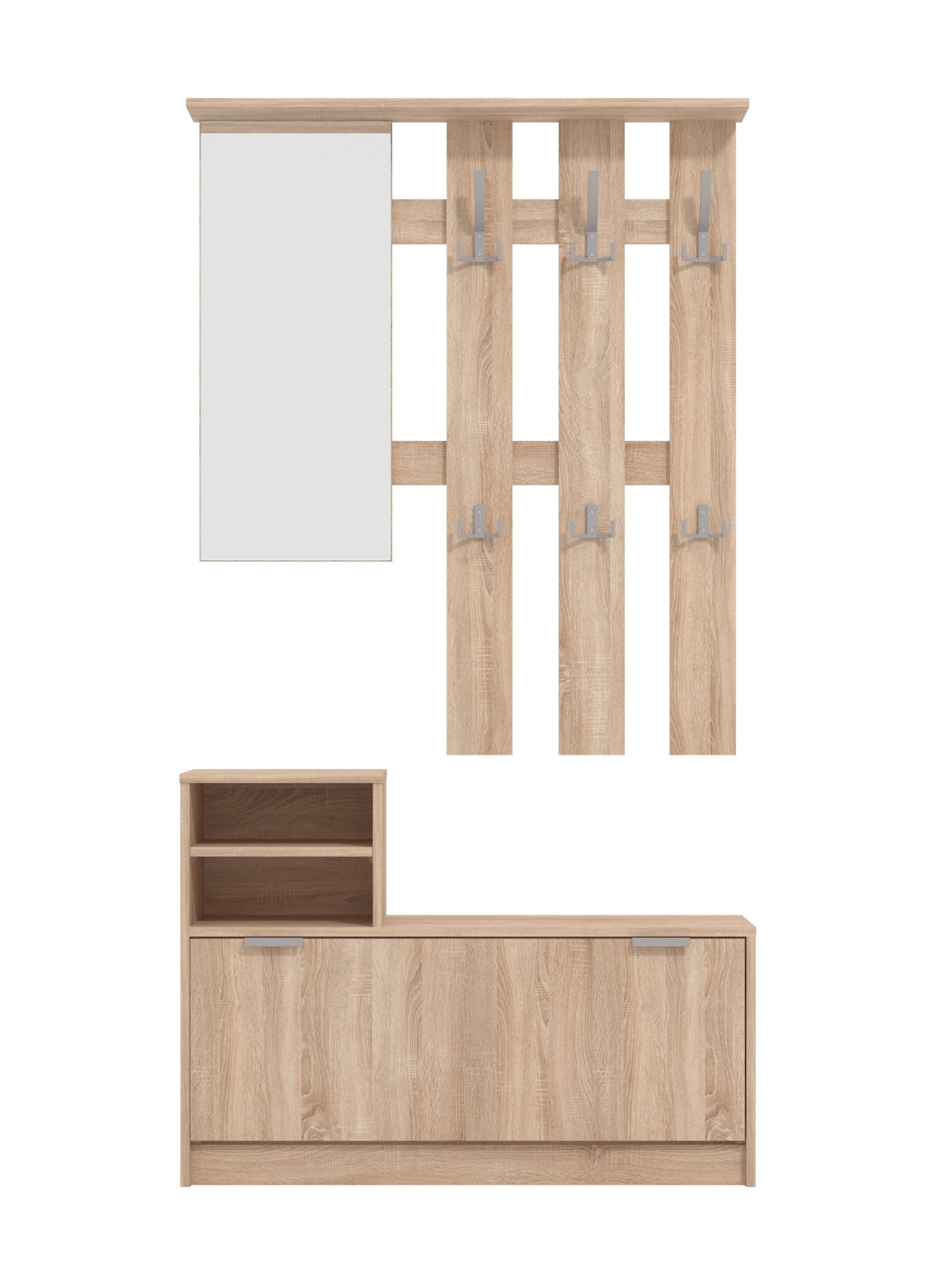 INOSIGN Garderoben-Set »Ravenna Flurgarderobe, Dielenschrank, Kompaktgarderobe, Breite 100 cm«, (Komplett-Set, 2 St.), inkl. Schuhschrank und Garderobenpaneel, mit Klapptür, Spiegel, Haken von INOSIGN