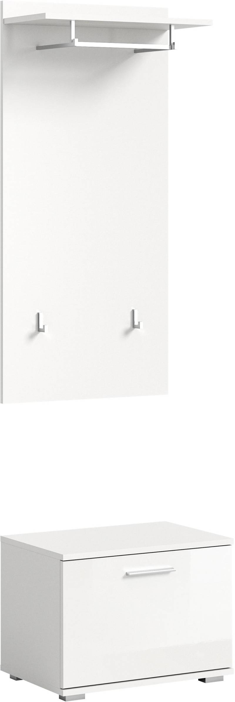 INOSIGN Garderoben-Set »Valge, Breite 55cm, 2-tlg. Set, best. aus: Sitzbank & Garderobenpaneel«, (2 St.), Garderobenkombination, Dielen Set, Flur Set, Kombination von INOSIGN