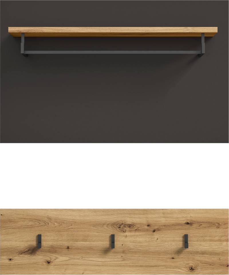 INOSIGN Garderobenpaneel »REHAT, TOPSELLER!, 2-teilig, bestehend aus: Paneel & Hakenleiste«, Wandgarderobe, Paneel von INOSIGN