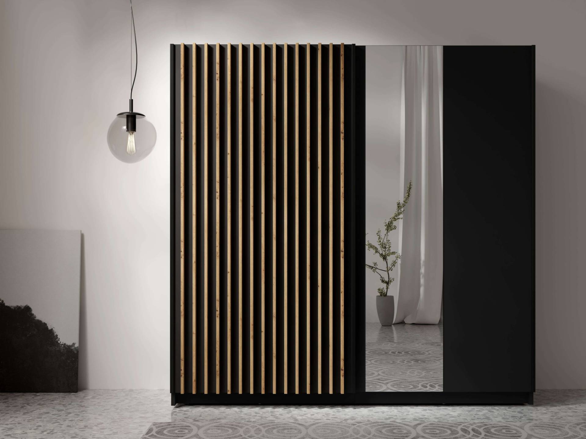 INOSIGN Kleiderschrank »Kleiderschrank Camden mit Spiegel, 4 Einlegeböden und Kleiderstange«, Garderobe mit 2 Schwebetüren und Lamellen, BxHxT 200,2x198,5x61,6 cm INOSIGN Kleiderschrank »Kleiderschrank Camden mit Spiegel, 4 Einlegeböden und Kleiderstange«, Garderobe mit 2 Schwebetüren und Lamellen, BxHxT 200,2x198,5x61,6 cm von INOSIGN