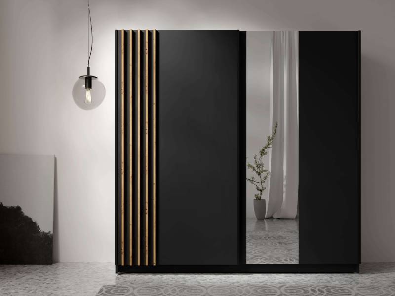 INOSIGN Kleiderschrank »Kleiderschrank Charisy mit 4 Einlegeböden und Kleiderstange«, Garderobe mit 2 Schwebetüren und Lamellen, B/H/T 200/198,5/62 cm von INOSIGN