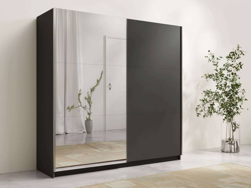 INOSIGN Kleiderschrank »Kleiderschrank Fresno mit 5 Einlegeböden, Spiegel und Kleiderstange«, Garderobe mit 2 Schwebetüren, B/H/T 150/207/62 cm von INOSIGN