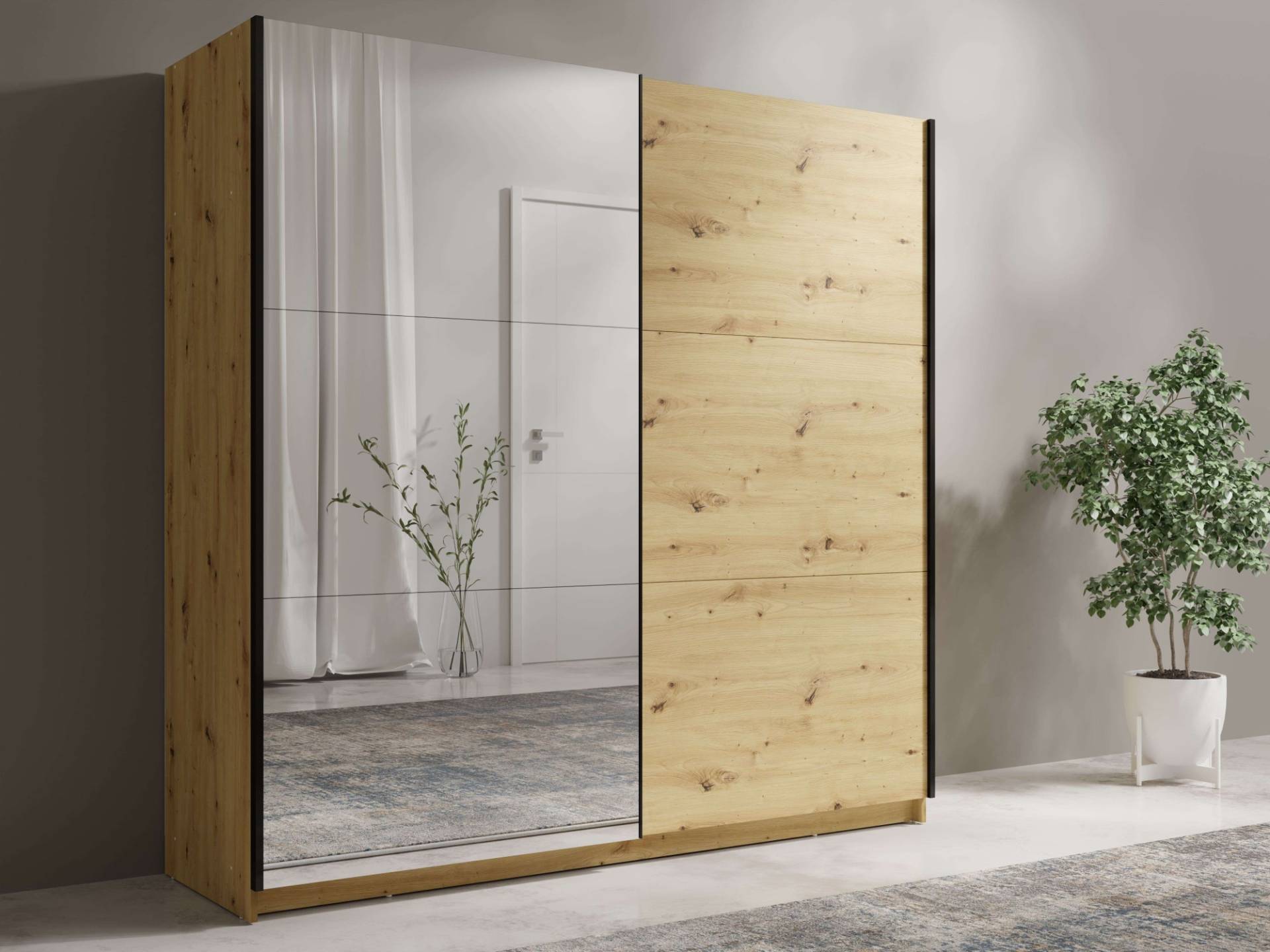 INOSIGN Kleiderschrank »Kleiderschrank Fresno mit 5 Einlegeböden, Spiegel und Kleiderstange«, Garderobe mit 2 Schwebetüren, B/H/T 150/207/62 cm INOSIGN Kleiderschrank »Kleiderschrank Fresno mit 5 Einlegeböden, Spiegel und Kleiderstange«, Garderobe mit 2 Schwebetüren, B/H/T 150/207/62 cm von INOSIGN