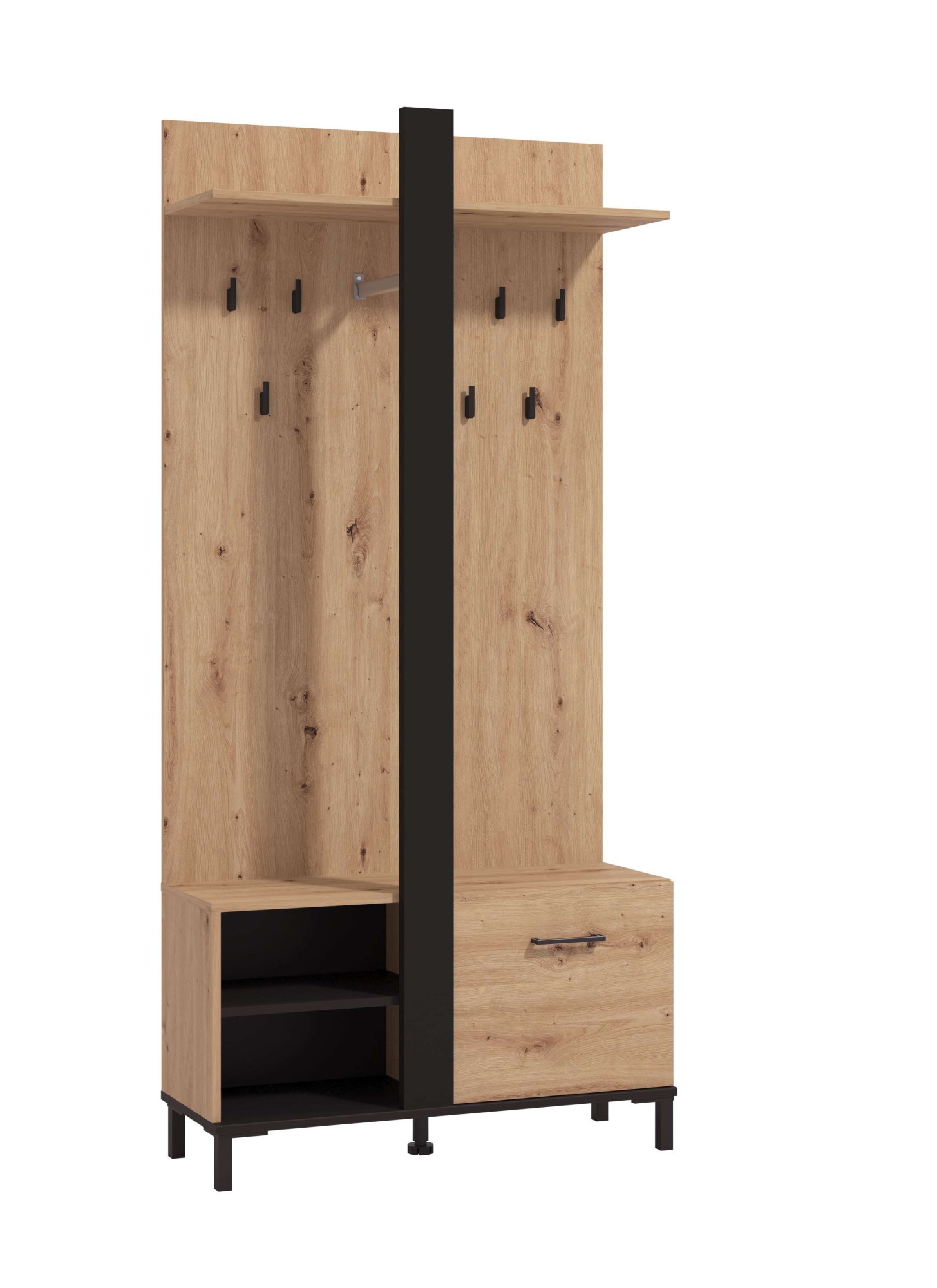 INOSIGN Kompaktgarderobe »Capitello Kompaktgarderobe, Flurgarderobe, Dielenschrank, Breite 90 cm«, Schuhschrank, Wandschrank, 8 Haken, Kleiderstange, in Artisan Eiche INOSIGN Kompaktgarderobe »Capitello Kompaktgarderobe, Flurgarderobe, Dielenschrank, Breite 90 cm«, Schuhschrank, Wandschrank, 8 Haken, Kleiderstange, in Artisan Eiche von INOSIGN
