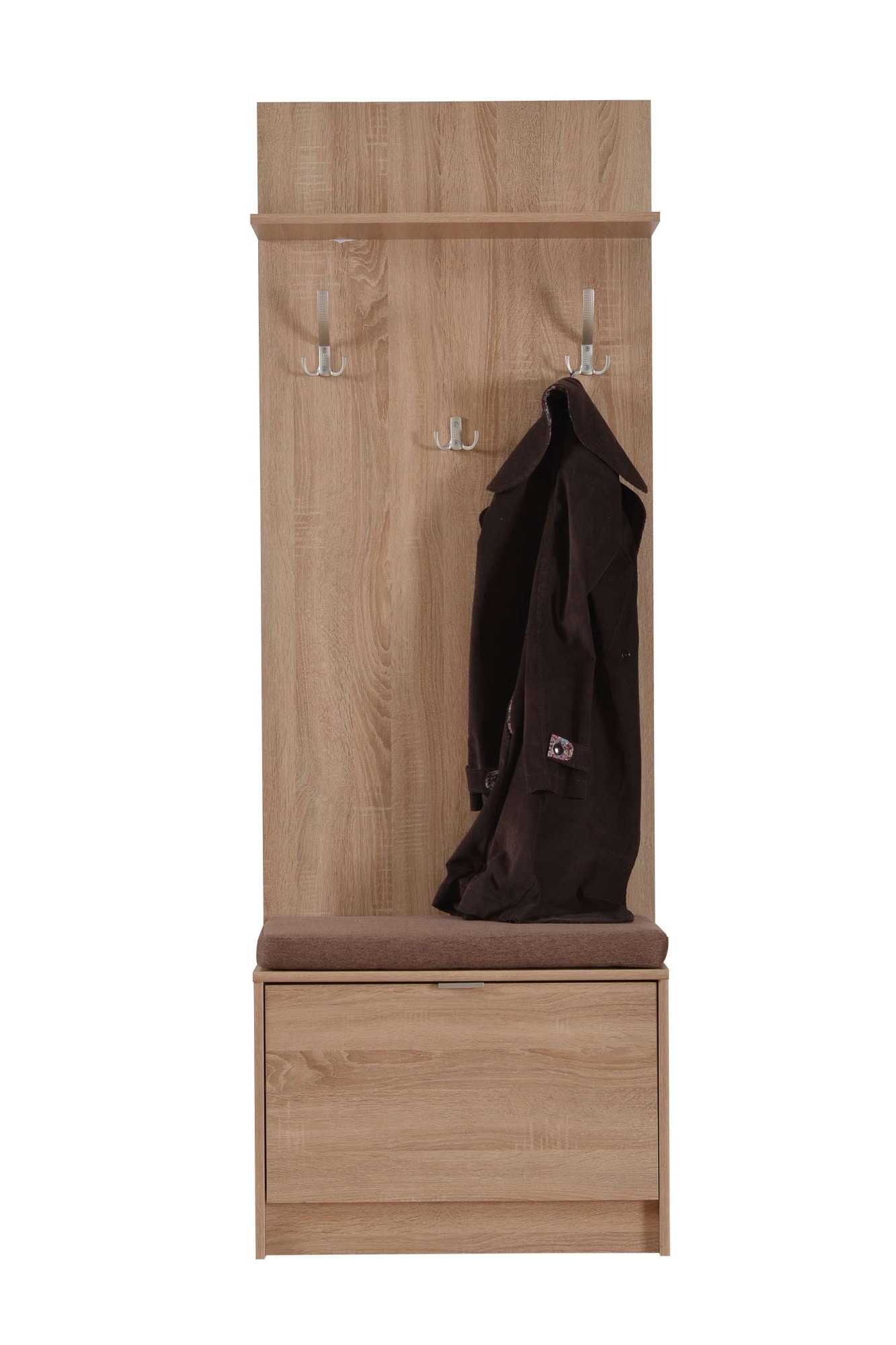 INOSIGN Kompaktgarderobe »Flamenco Flurgarderobe, Dielenschrank, Flurmöbel, Breite 67 cm«, mit Sitzbank und Garderobenpaneel, Klapptür, 8 Haken, in Sonoma Eiche INOSIGN Kompaktgarderobe »Flamenco Flurgarderobe, Dielenschrank, Flurmöbel, Breite 67 cm«, mit Sitzbank und Garderobenpaneel, Klapptür, 8 Haken, in Sonoma Eiche von INOSIGN