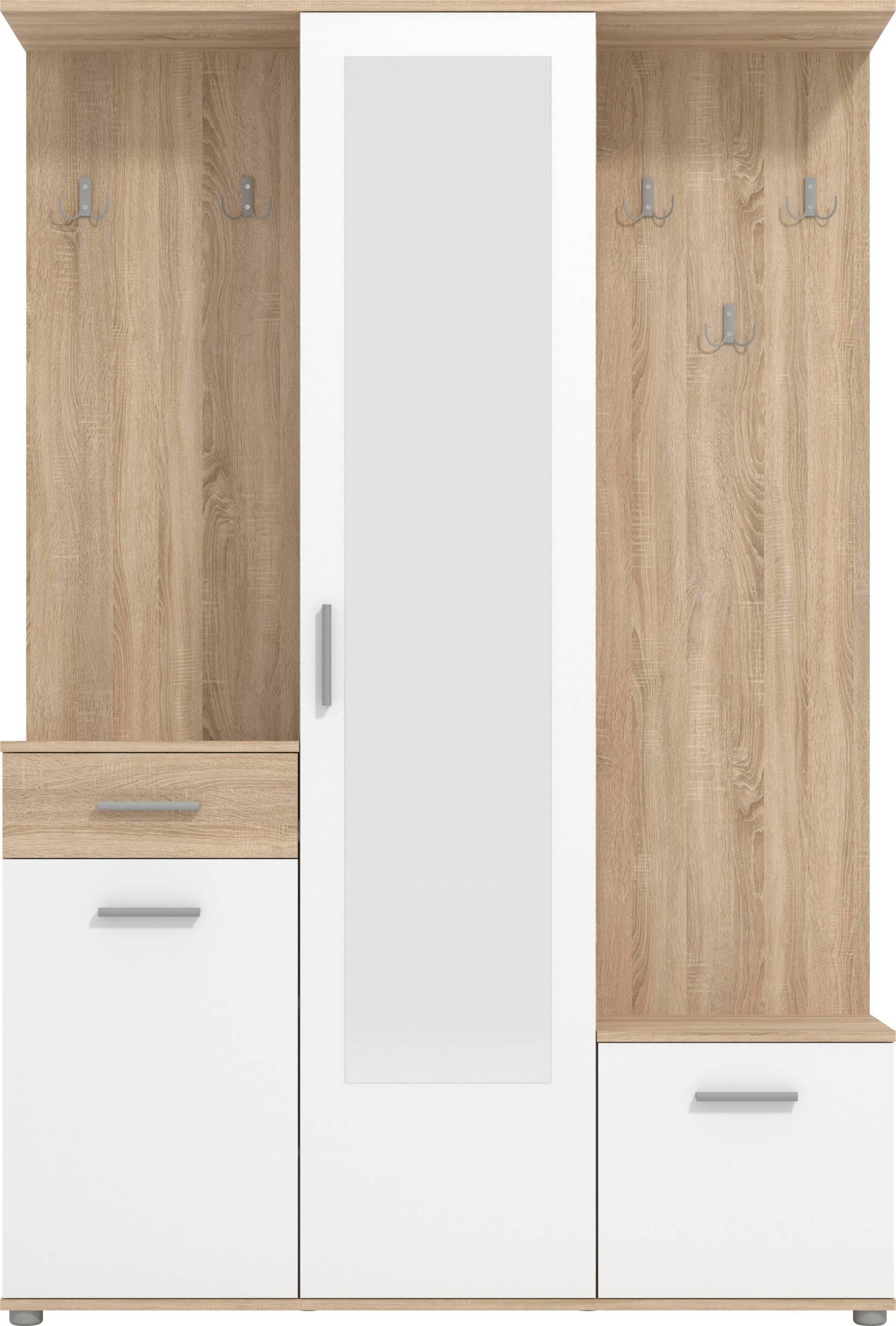 INOSIGN Kompaktgarderobe »Martin Flurgarderobe, Dielenschrank, Flurmöbel, Breite 134 cm«, Schuhschrank, mit Spiegel, in modernen Farben, mit 10 Haken von INOSIGN