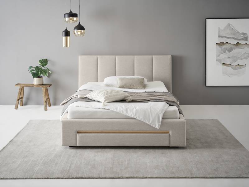 INOSIGN Polsterbett »CiTY/GiRON, Bettgestell mit Bettkasten, gepolstertes Stauraumbett«, mit Hundebett oder Stauraumschublade, Bezug Cord-oder Leinenoptik von INOSIGN