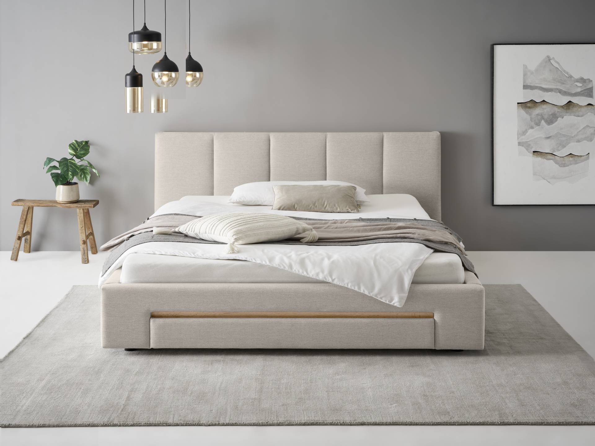 INOSIGN Polsterbett »CiTY/GiRON, Bettgestell mit Bettkasten, gepolstertes Stauraumbett«, mit Hundebett oder Stauraumschublade, Bezug Cord-oder Leinenoptik von INOSIGN