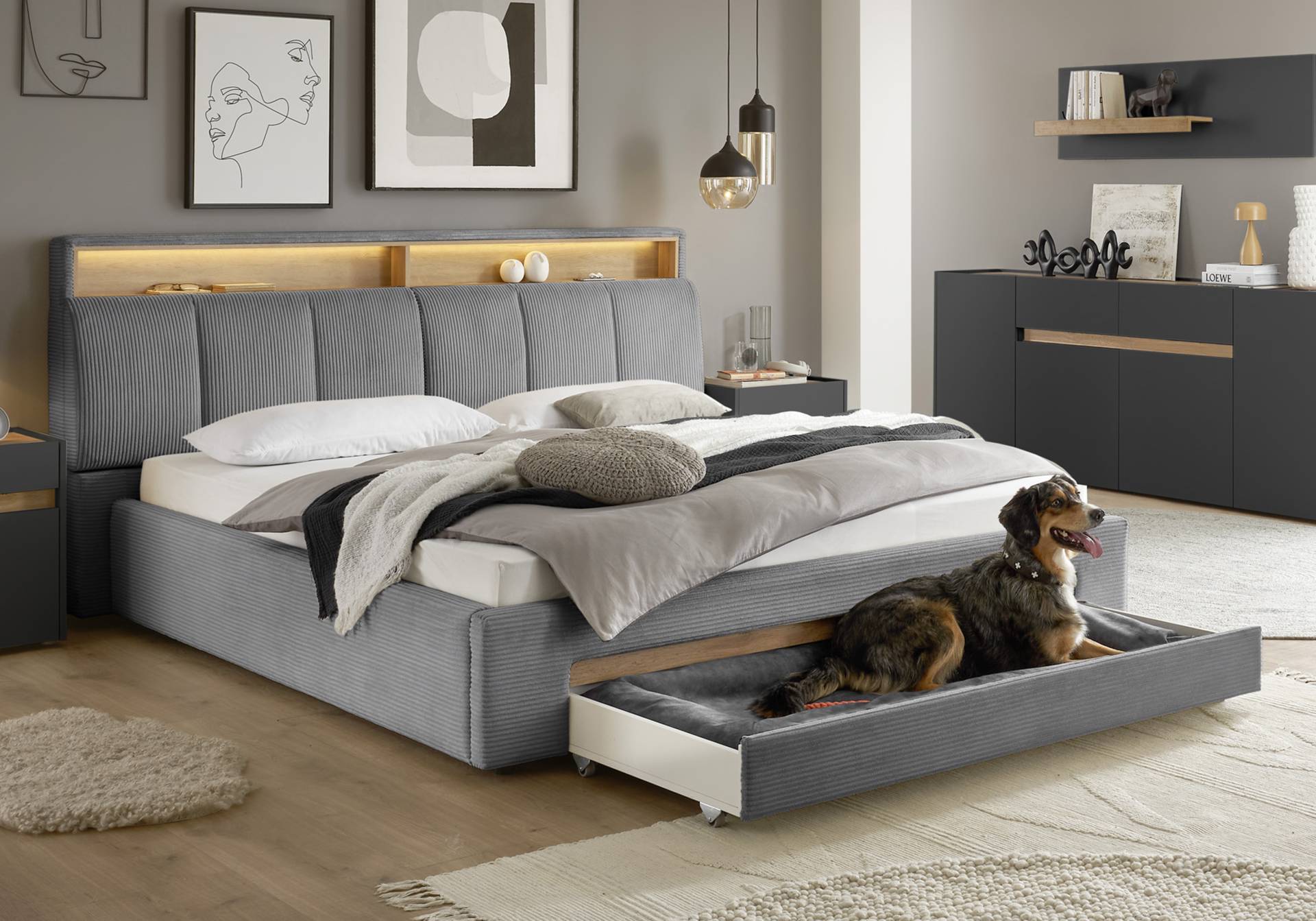 INOSIGN Polsterbett »CiTY/GiRON, gepolstertes Stauraumbett, mit LED Beleuchtung«, Bettkasten mit Hundebett oder als Stauraum, klappbare Kopfteile INOSIGN Polsterbett »CiTY/GiRON, gepolstertes Stauraumbett, mit LED Beleuchtung«, Bettkasten mit Hundebett oder als Stauraum, klappbare Kopfteile von INOSIGN