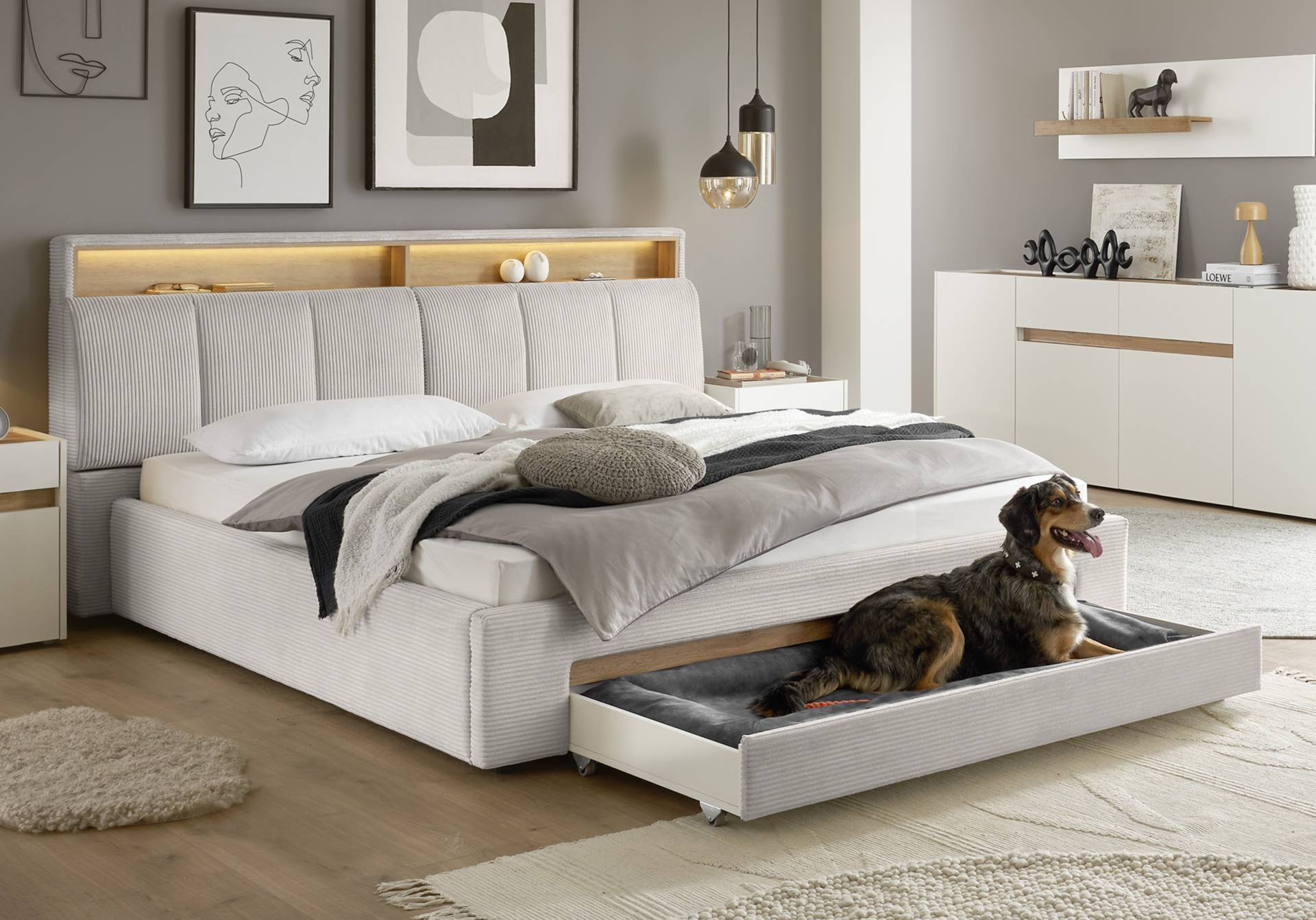 INOSIGN Polsterbett »CiTY/GiRON, gepolstertes Stauraumbett, mit LED Beleuchtung«, Bettkasten mit Hundebett oder als Stauraum, klappbare Kopfteile INOSIGN Polsterbett »CiTY/GiRON, gepolstertes Stauraumbett, mit LED Beleuchtung«, Bettkasten mit Hundebett oder als Stauraum, klappbare Kopfteile von INOSIGN