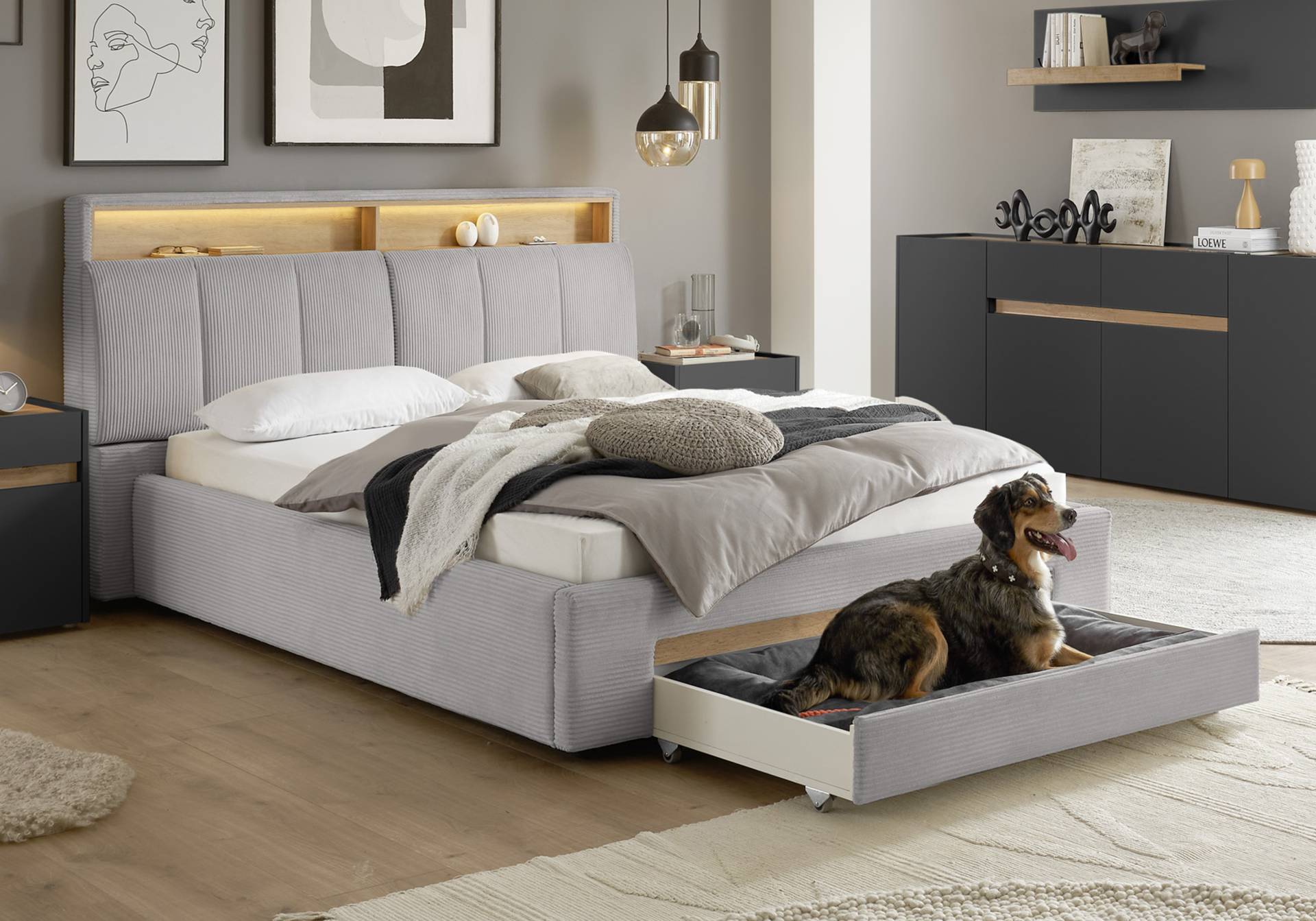 INOSIGN Polsterbett »CiTY/GiRON, gepolstertes Stauraumbett, mit LED Beleuchtung«, Bettkasten mit Hundebett oder als Stauraum, klappbare Kopfteile INOSIGN Polsterbett »CiTY/GiRON, gepolstertes Stauraumbett, mit LED Beleuchtung«, Bettkasten mit Hundebett oder als Stauraum, klappbare Kopfteile von INOSIGN