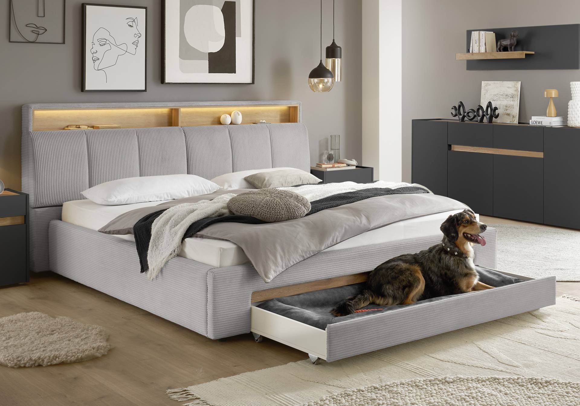 INOSIGN Polsterbett »CiTY/GiRON, gepolstertes Stauraumbett, mit LED Beleuchtung«, Bettkasten mit Hundebett oder als Stauraum, klappbare Kopfteile INOSIGN Polsterbett »CiTY/GiRON, gepolstertes Stauraumbett, mit LED Beleuchtung«, Bettkasten mit Hundebett oder als Stauraum, klappbare Kopfteile von INOSIGN