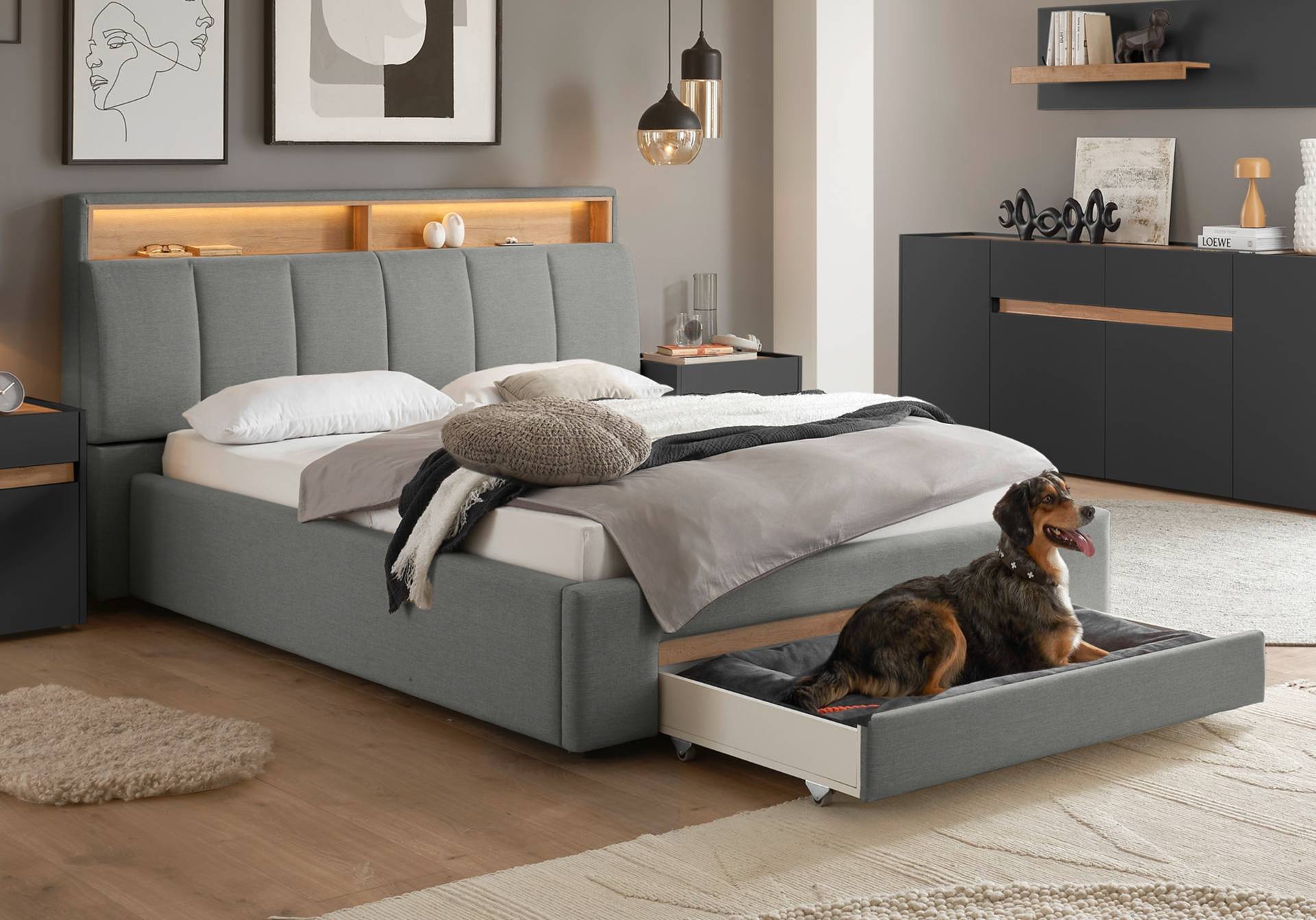 INOSIGN Polsterbett »CiTY/GiRON, gepolstertes Stauraumbett, mit LED Beleuchtung«, Bettkasten mit Hundebett oder als Stauraum, klappbare Kopfteile INOSIGN Polsterbett »CiTY/GiRON, gepolstertes Stauraumbett, mit LED Beleuchtung«, Bettkasten mit Hundebett oder als Stauraum, klappbare Kopfteile von INOSIGN