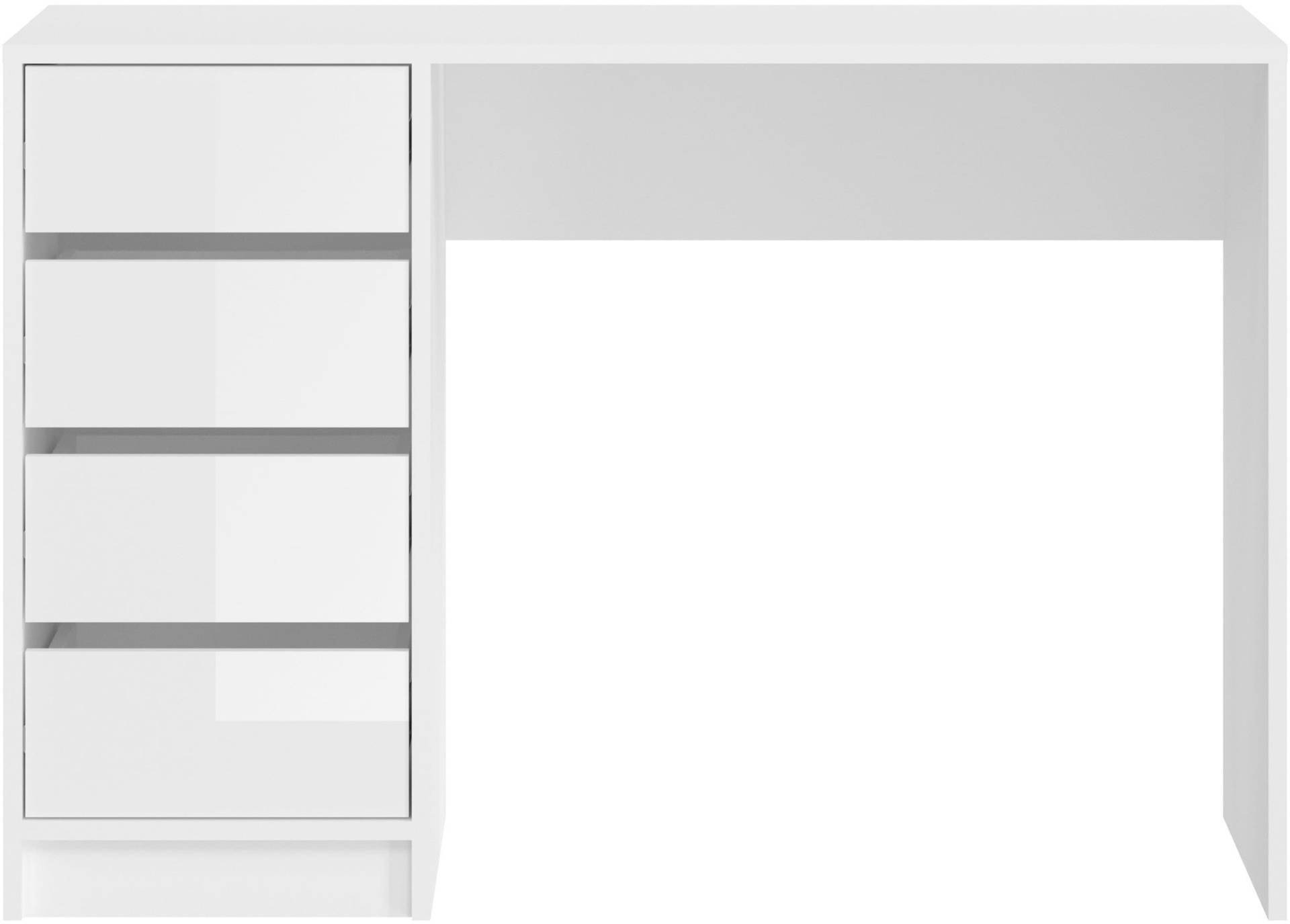 INOSIGN Schreibtisch »Pisa, Breite 110 cm, 4 Schubkästen, hochglanz Schubkastenfront«, grifflose Optik, individuell einsetzbar, Schminktisch, Homeoffice von INOSIGN